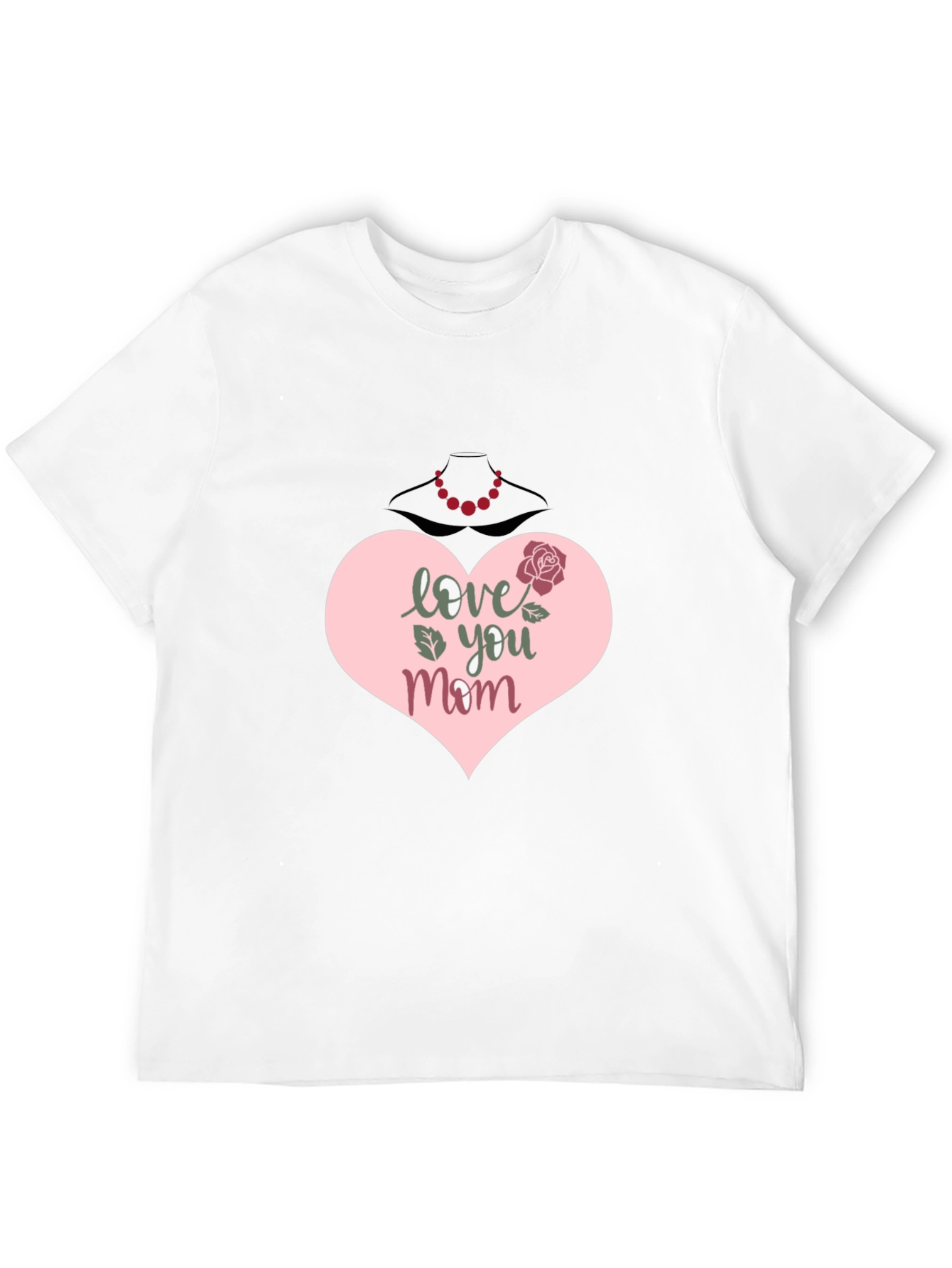 Black Love You Mom T-Shirt - Heart & Rose Design view 12
