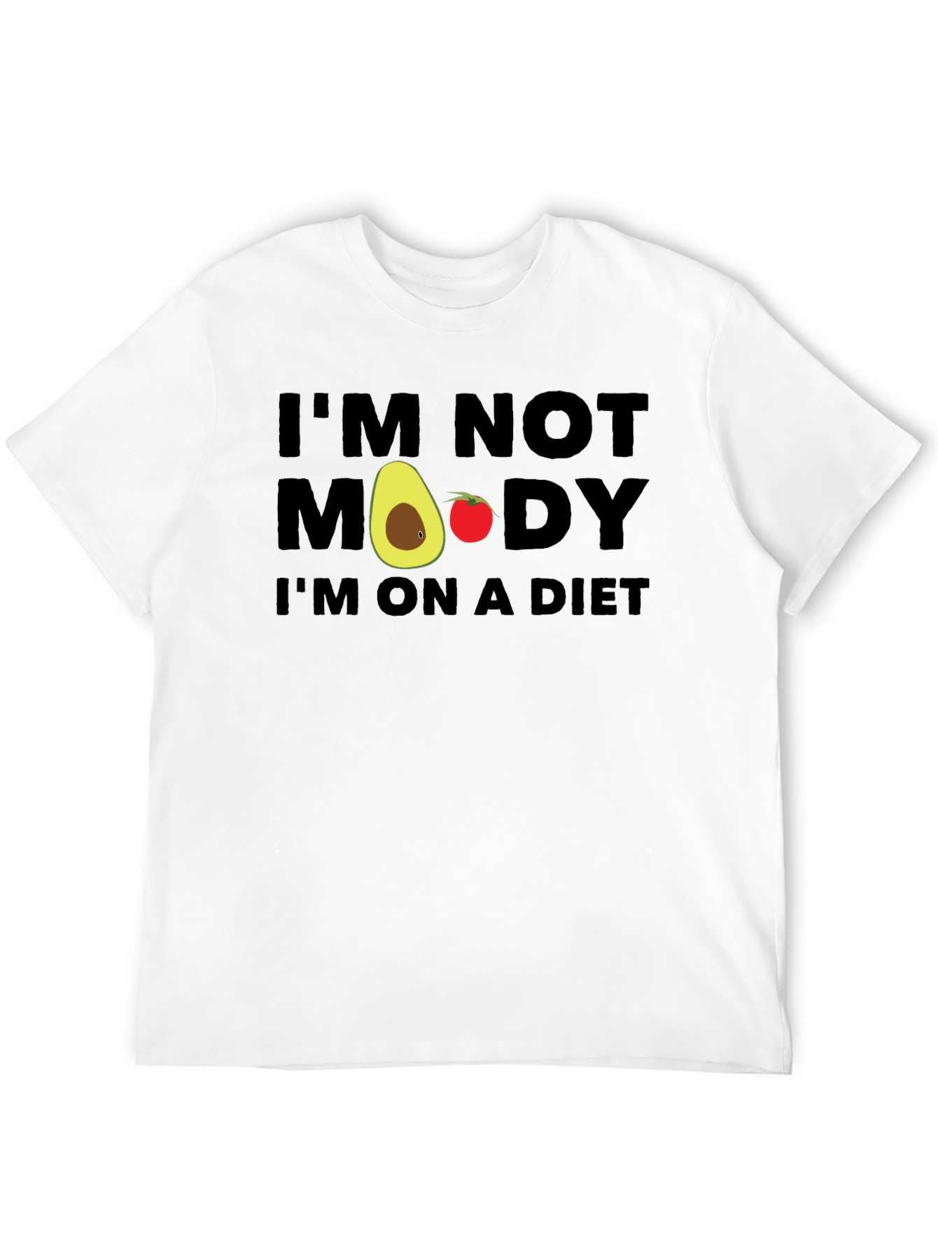 Black Funny Diet T-Shirt - "I'm Not Moody, I'm On A Diet!" view 12