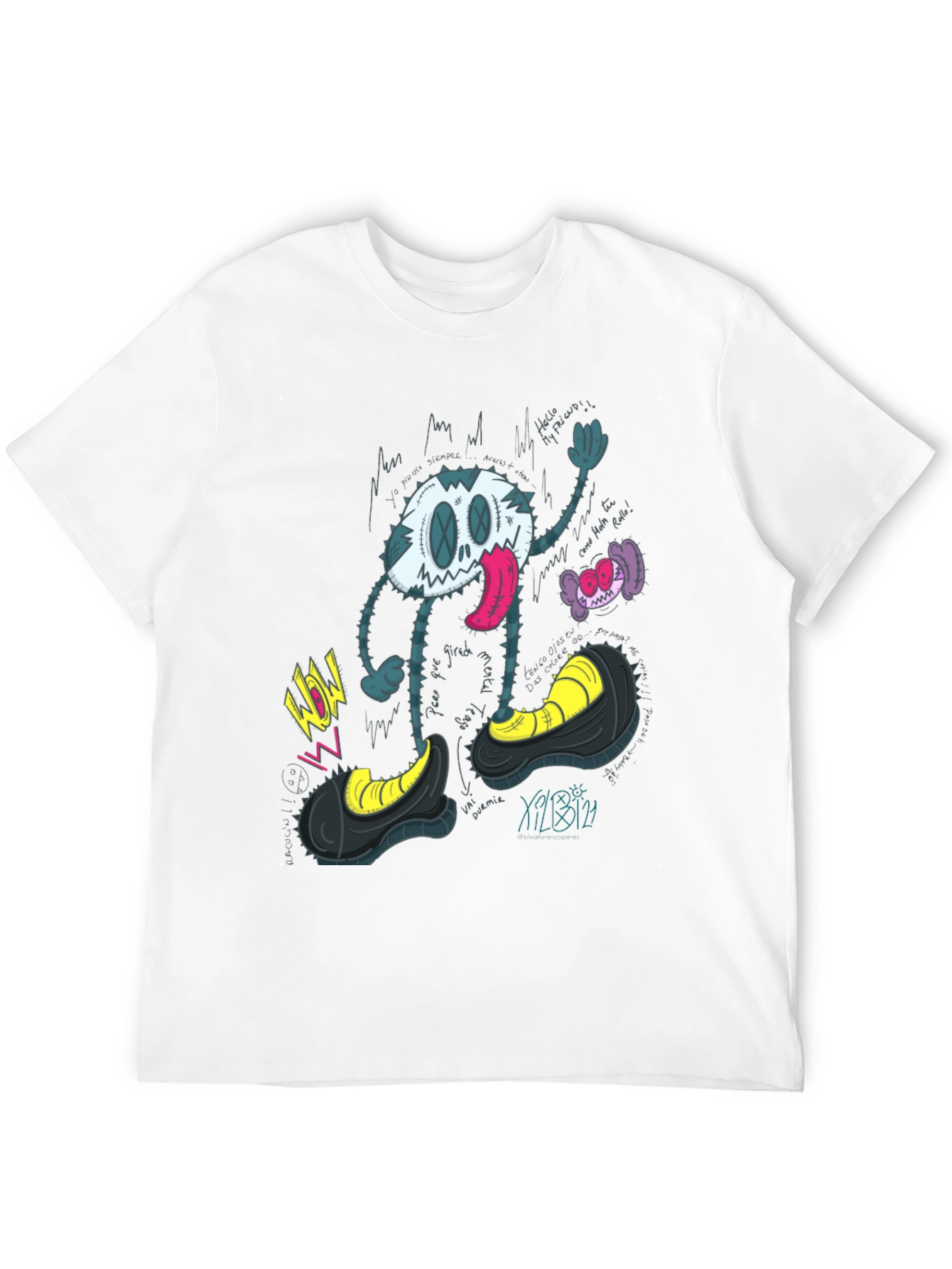 Black Cartoon Character Graphic Print T-Shirt view 12