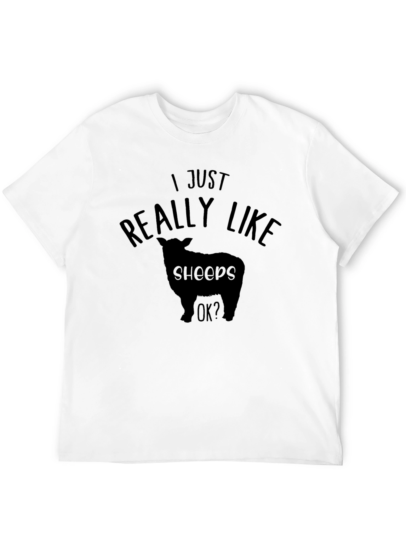 Black I Just Really Like Sheeps T-Shirt - Black Crew Neck Tee view 12