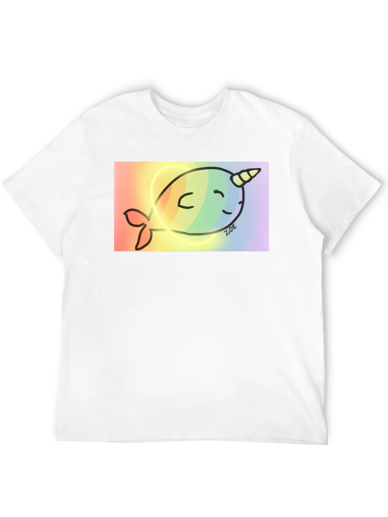 Black Rainbow Narwhal Graphic Tee - Black Cotton Blend view 12