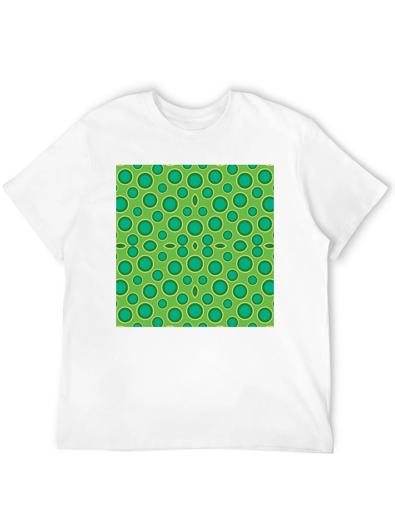 Black Green Circle Pattern Black T-Shirt view 12