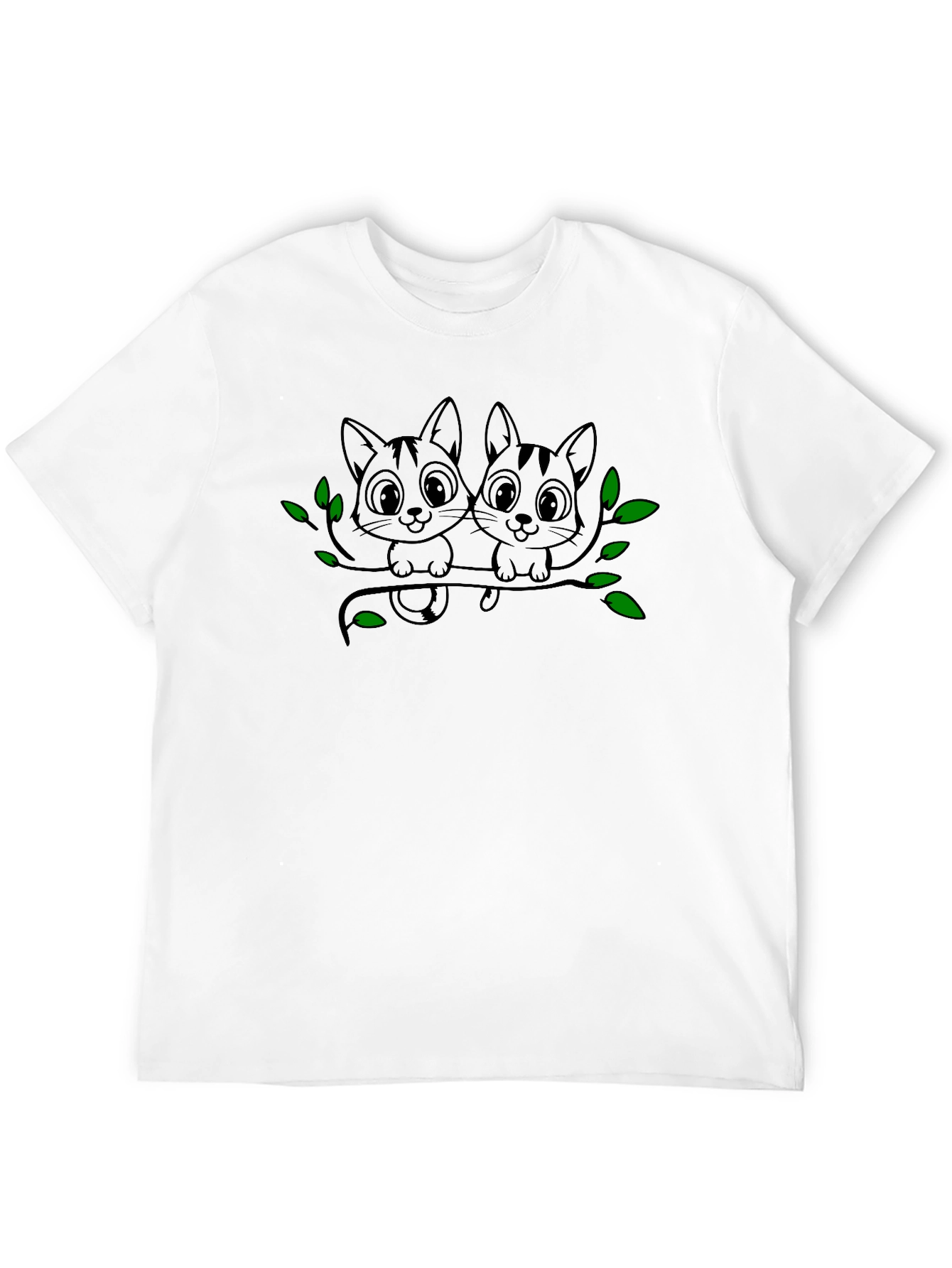 Black Cute Kittens Branch Black T-Shirt view 12