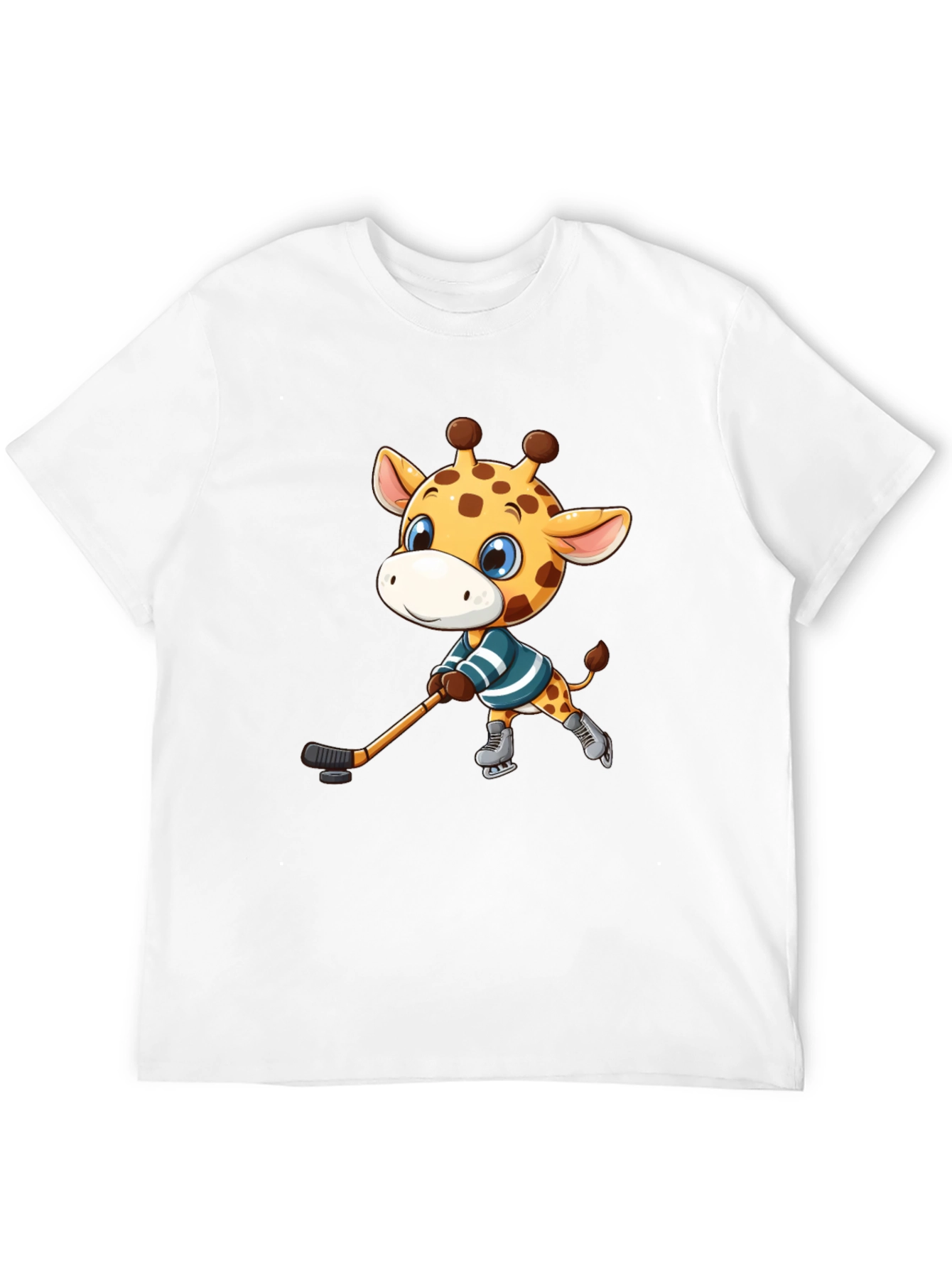 Black Giraffe Hockey Player Graphic Tee view 12