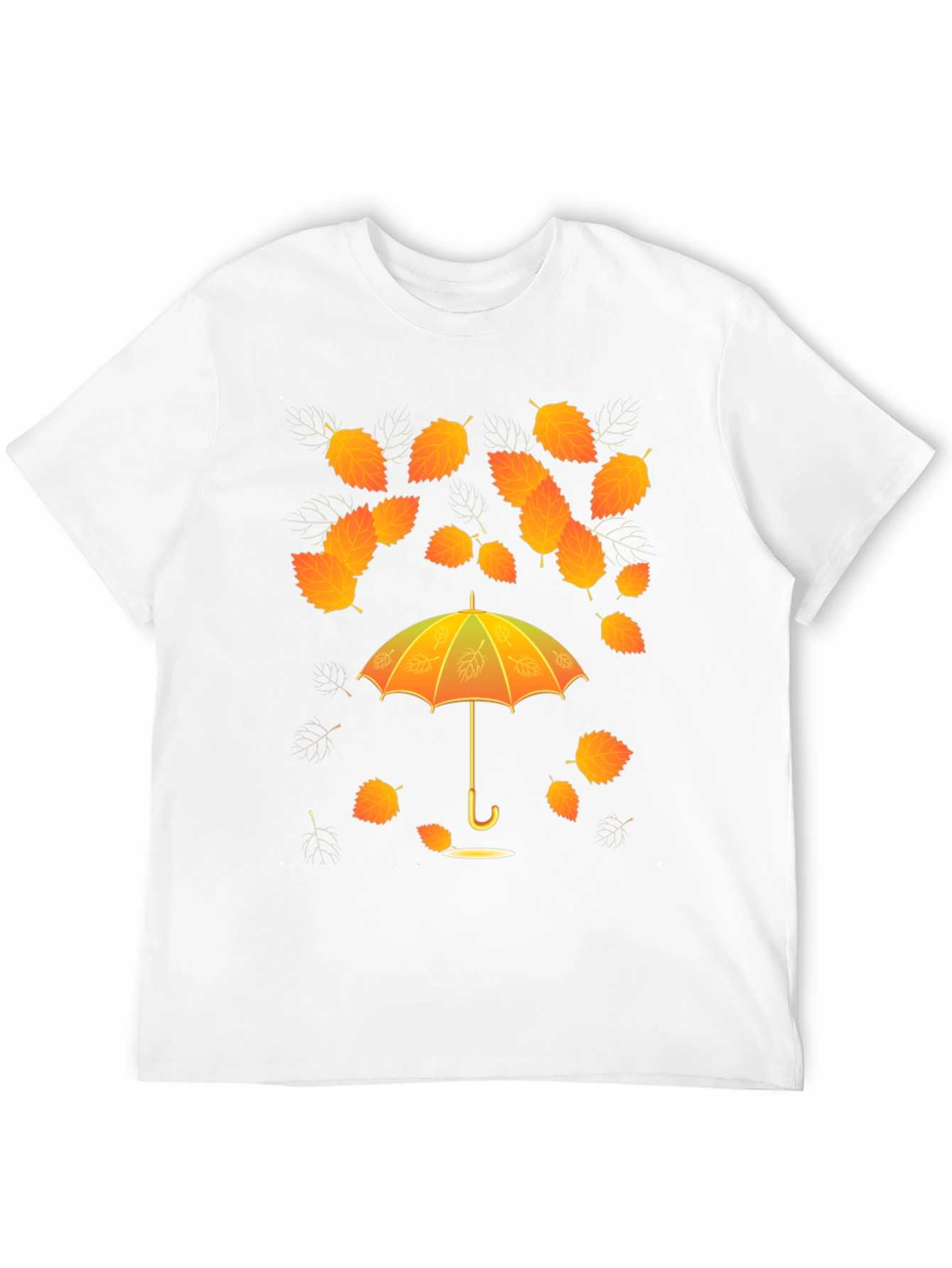 Black Autumn Leaves Umbrella T-Shirt view 12