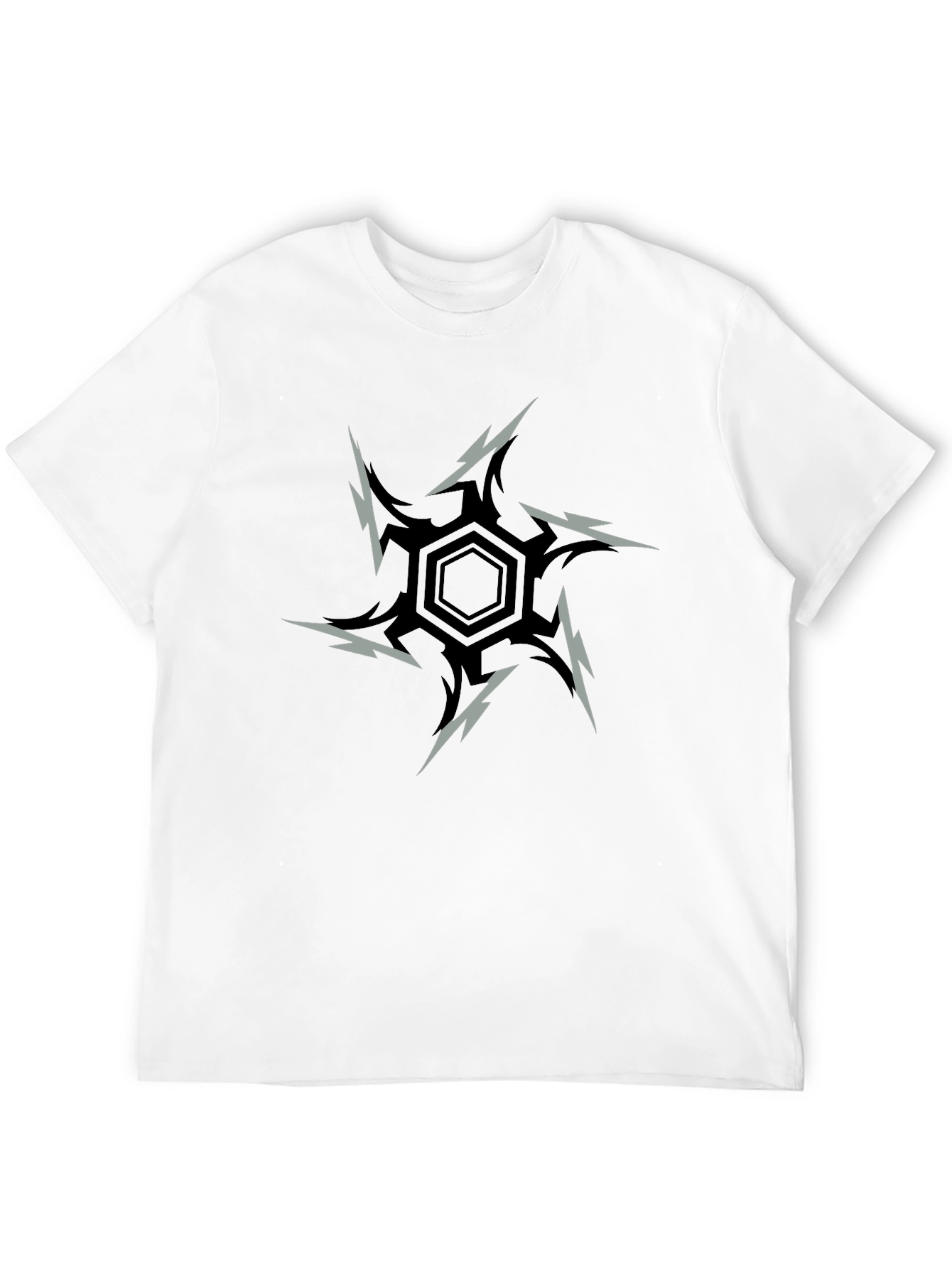 Black Edgy Hex Graphic Tee - Black Cotton Blend view 12
