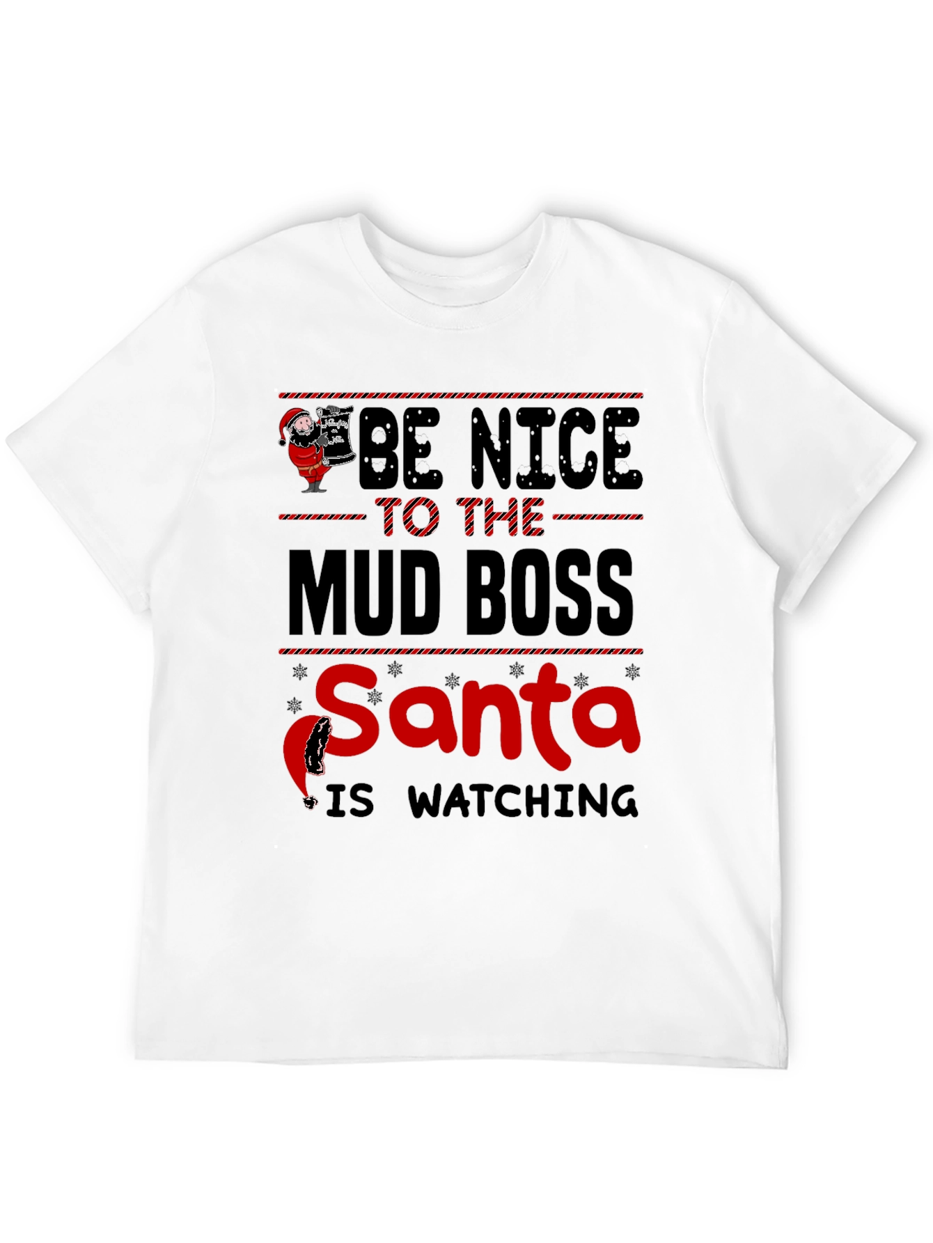 Black Be Nice to The Mud Boss Santa Graphic T-Shirt view 12