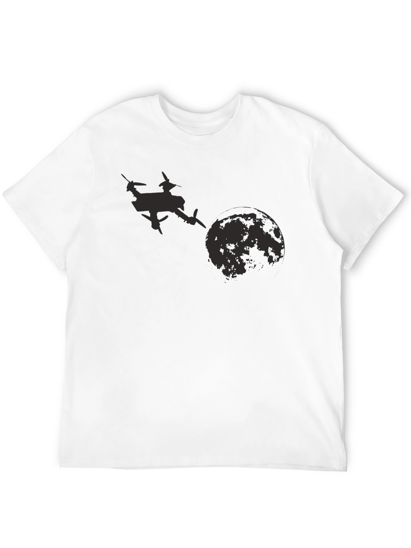 Black Drone Moon Graphic Tee - Black Cotton T-Shirt view 12