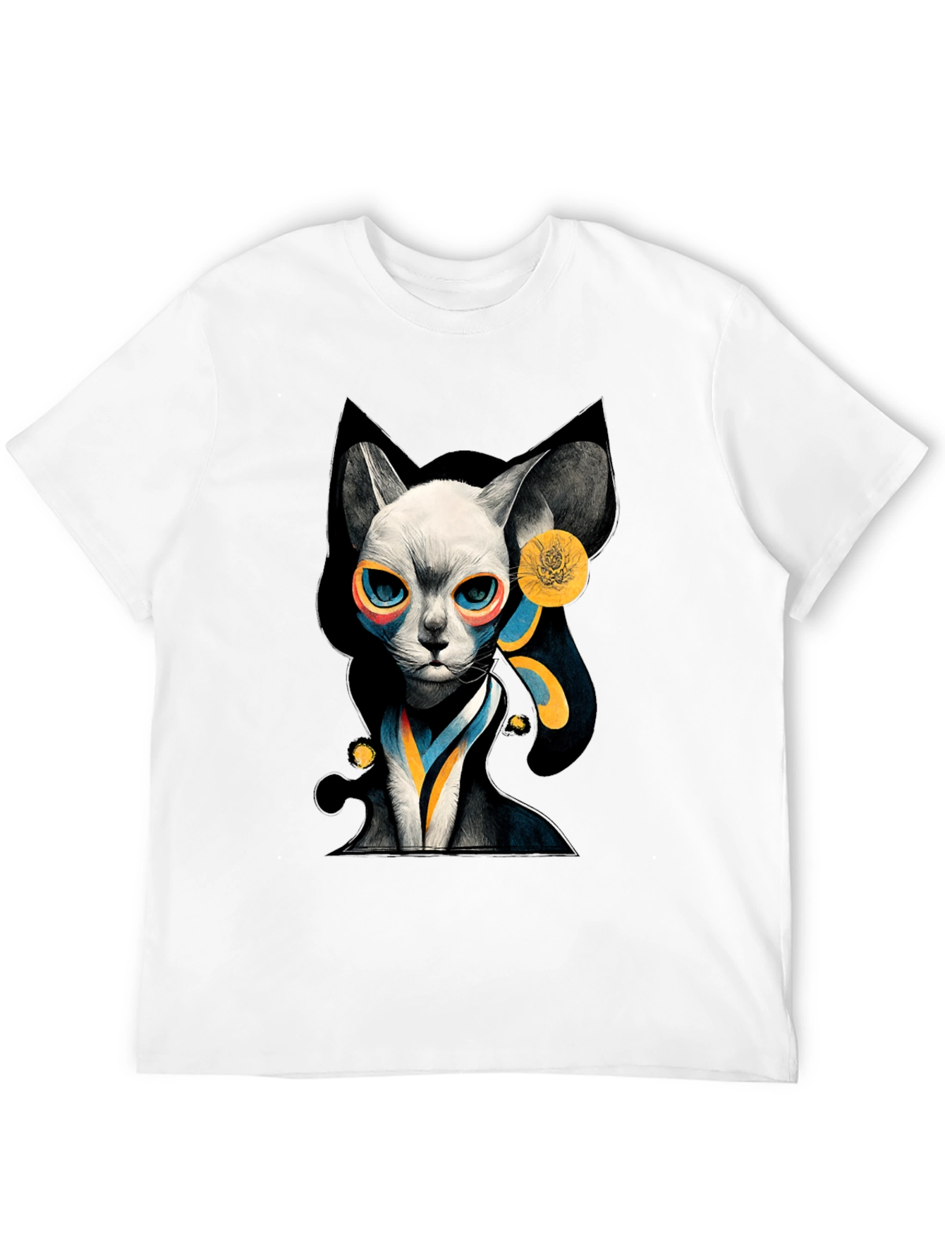 Black Abstract Cat Graphic Black T-Shirt view 12