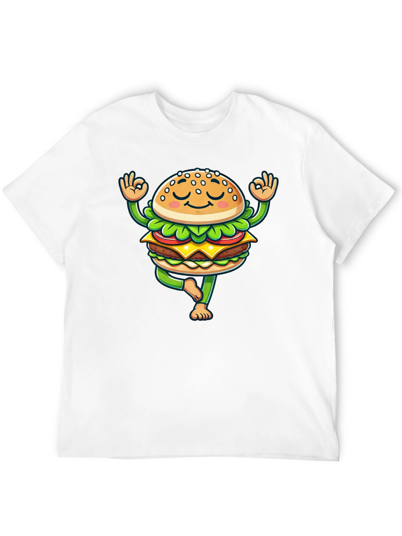 Black Yoga Burger T-Shirt - Meditating Fast Food Tee view 12
