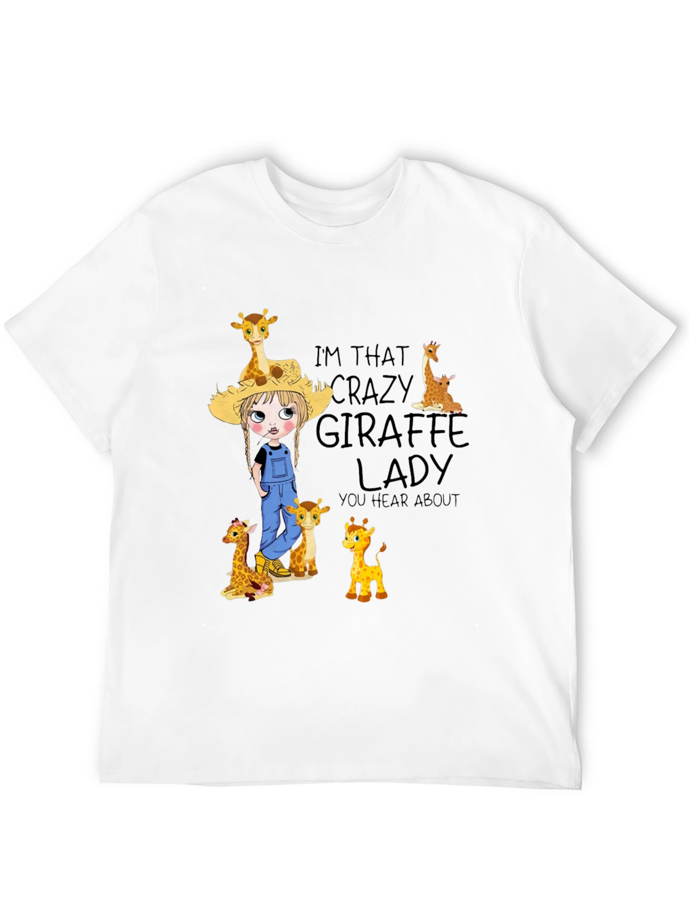 Black Crazy Giraffe Lady Graphic Tee view 12