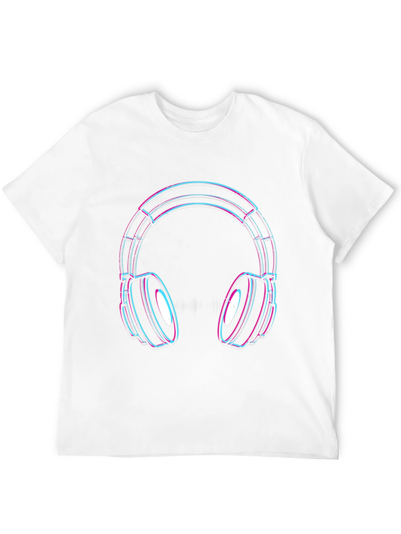 Black Vaporwave Headphones Graphic Tee - Black Cotton Blend view 12