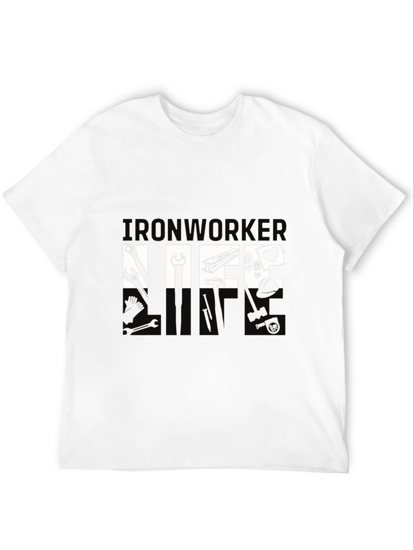 Black Ironworker Life T-Shirt - Black Graphic Tee view 12