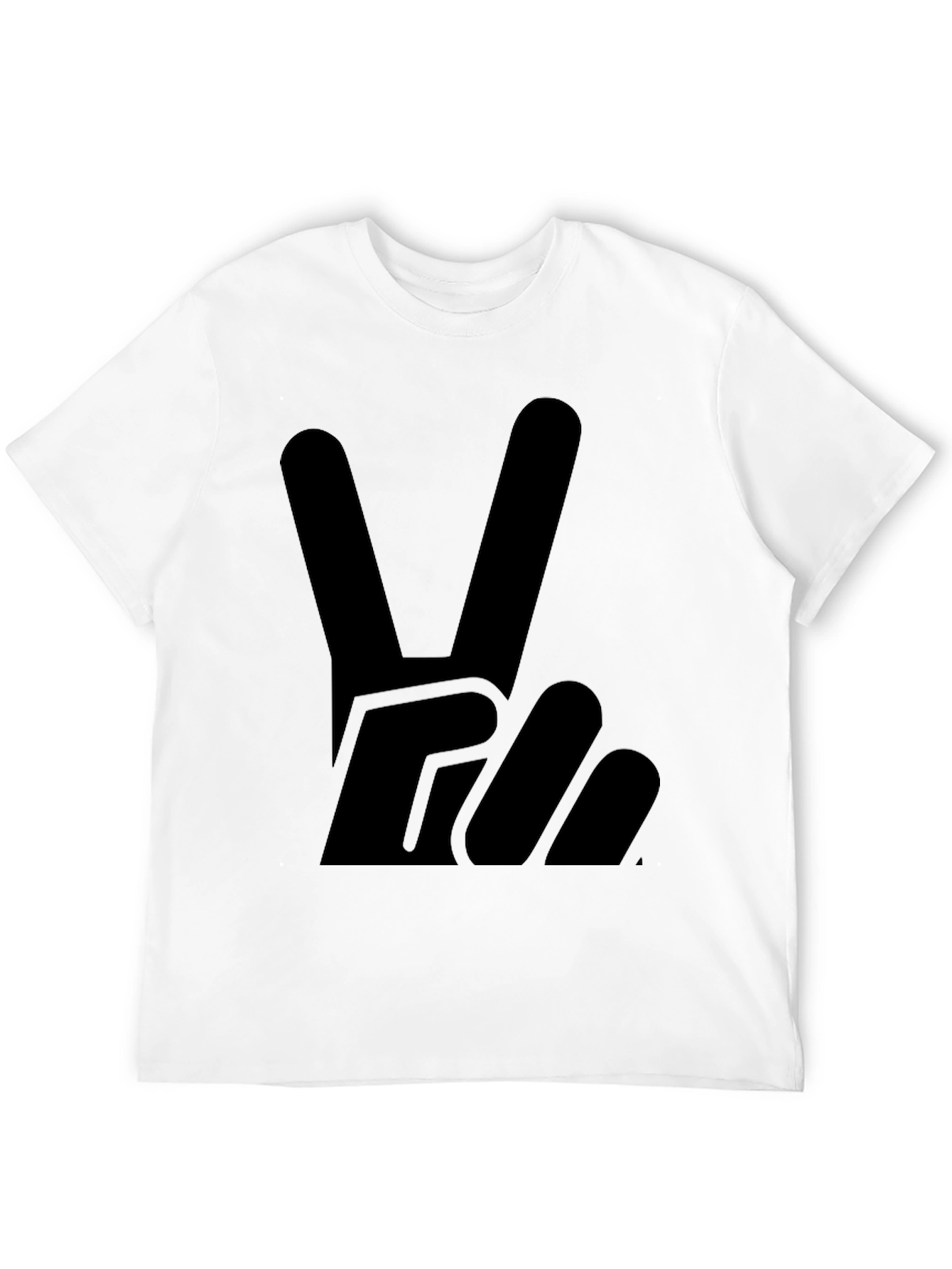Black Peace Sign Graphic Tee - Solid Black Cotton T-Shirt view 12