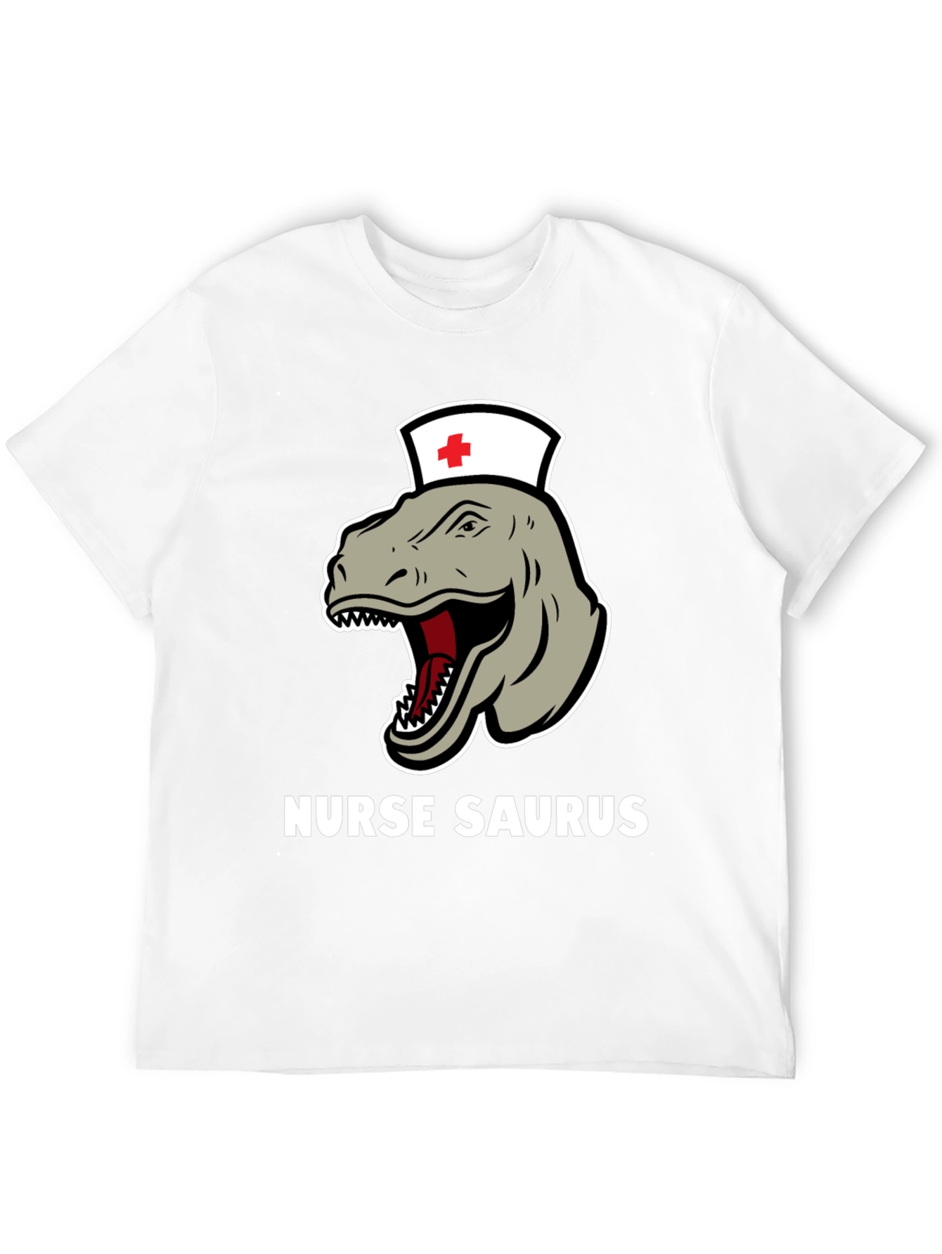 Black Nurse Saurus T-Shirt - Funny Dinosaur RN Tee view 12