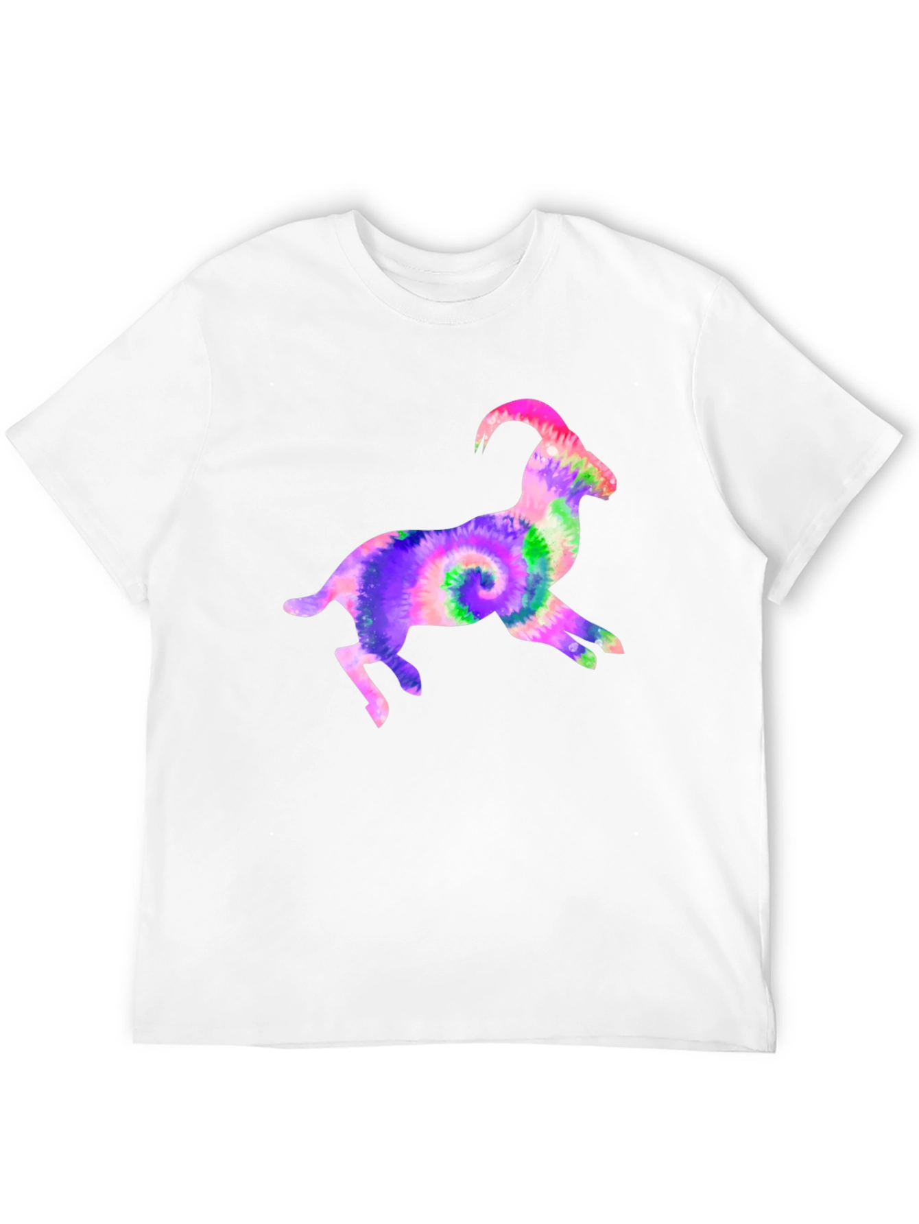 Black Tie-Dye Goat Graphic Tee - Fun Animal T-Shirt view 12