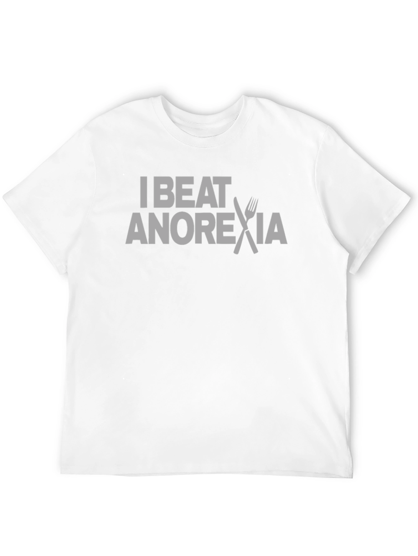Black I Beat Anorexia Graphic Tee - Black Crew Neck T-Shirt view 12