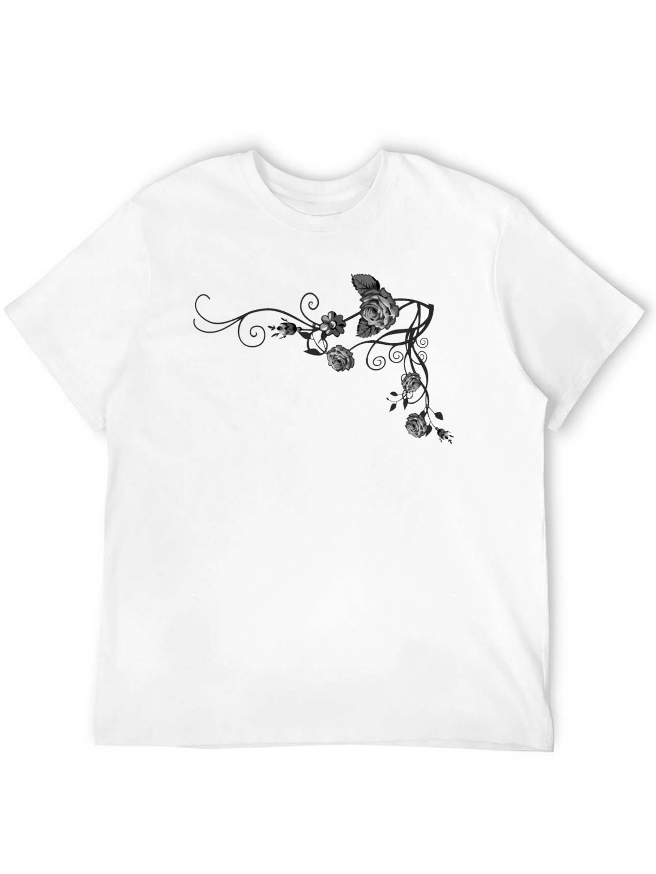 Black Floral Rose Vine Graphic T-Shirt view 12