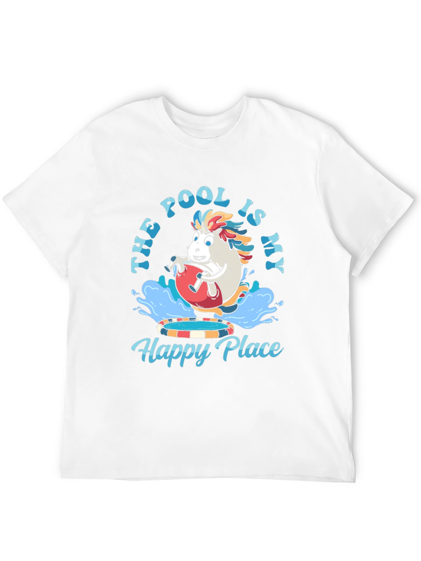 Black Pool Is My Happy Place T-Shirt - Fun Unicorn Design view 12