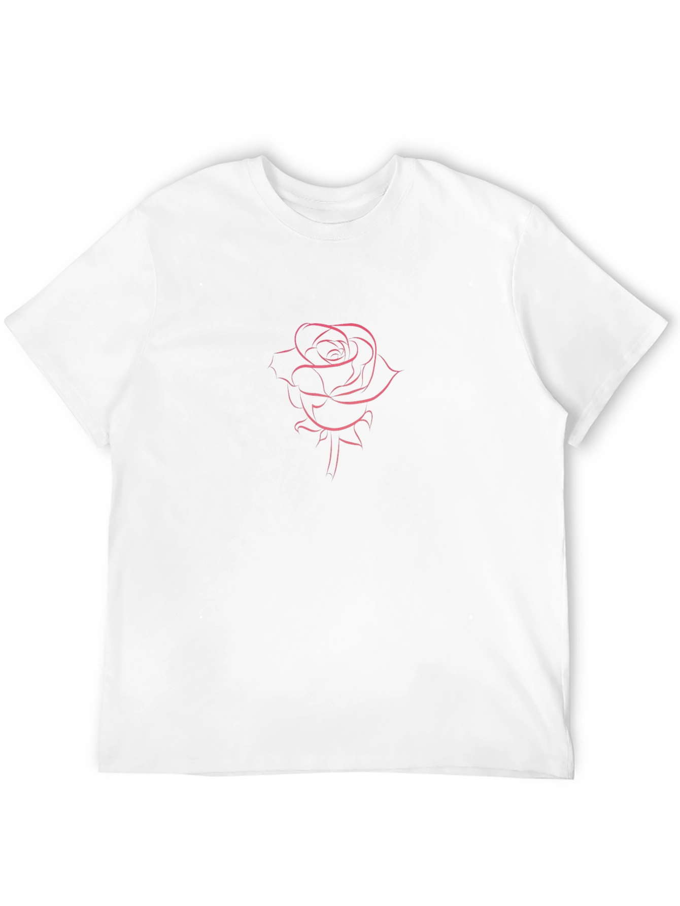 Black Men's Black T-Shirt with Rose Design view 12