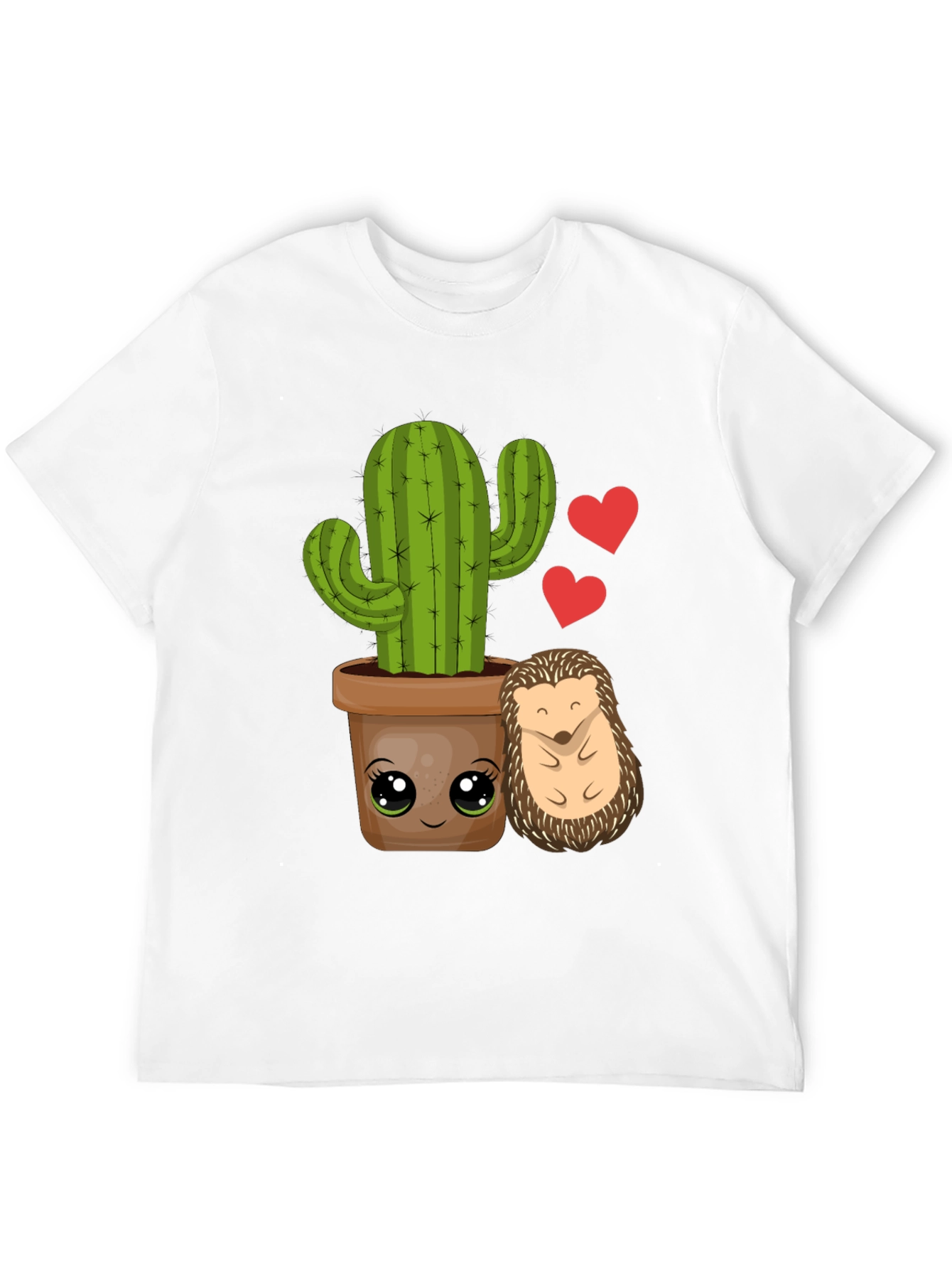 Black Cute Cactus & Hedgehog T-Shirt view 12