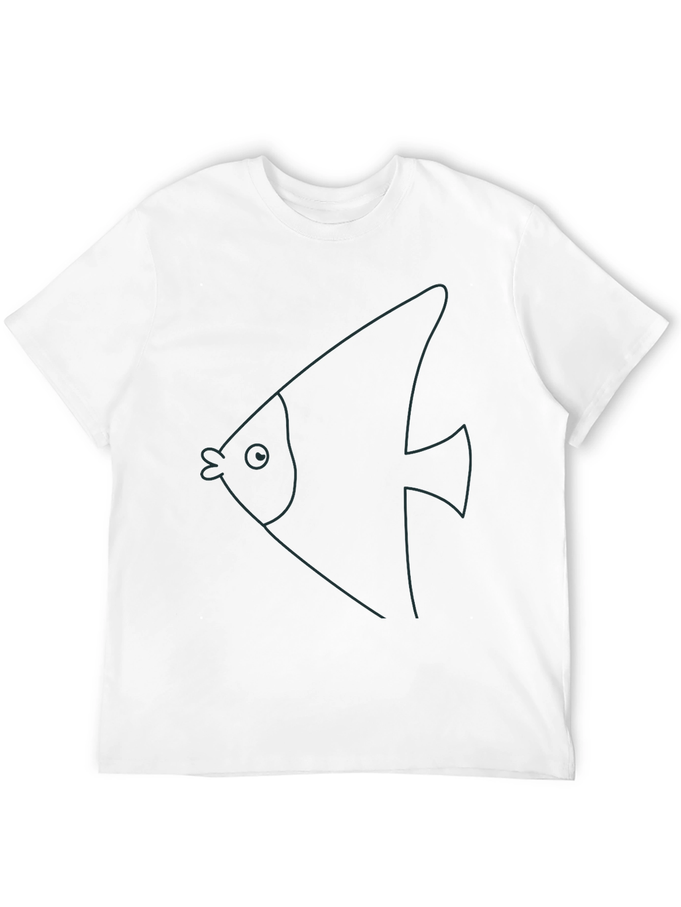 Black Minimalist Fish Graphic Tee - Black Cotton Blend view 12
