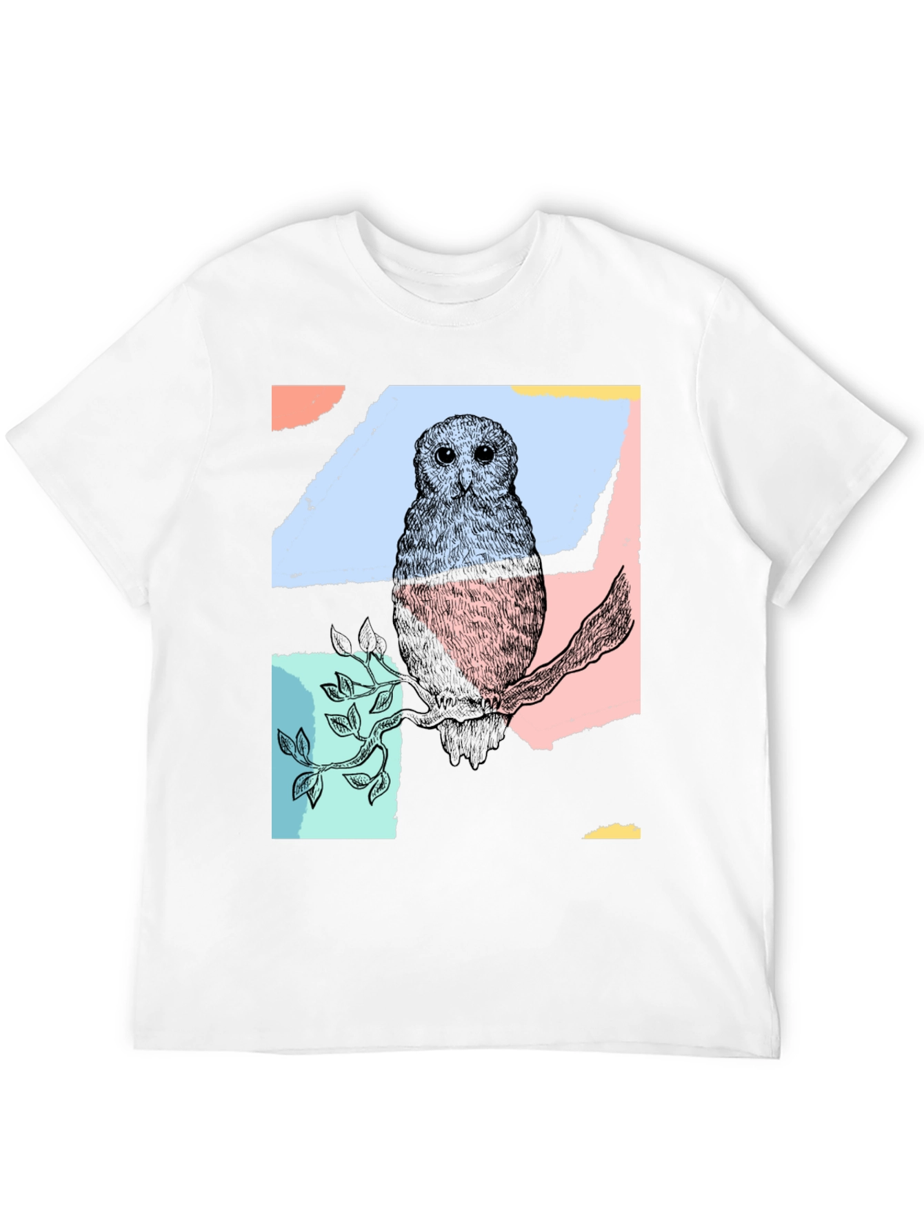 Black Abstract Owl Print Black T-Shirt view 12