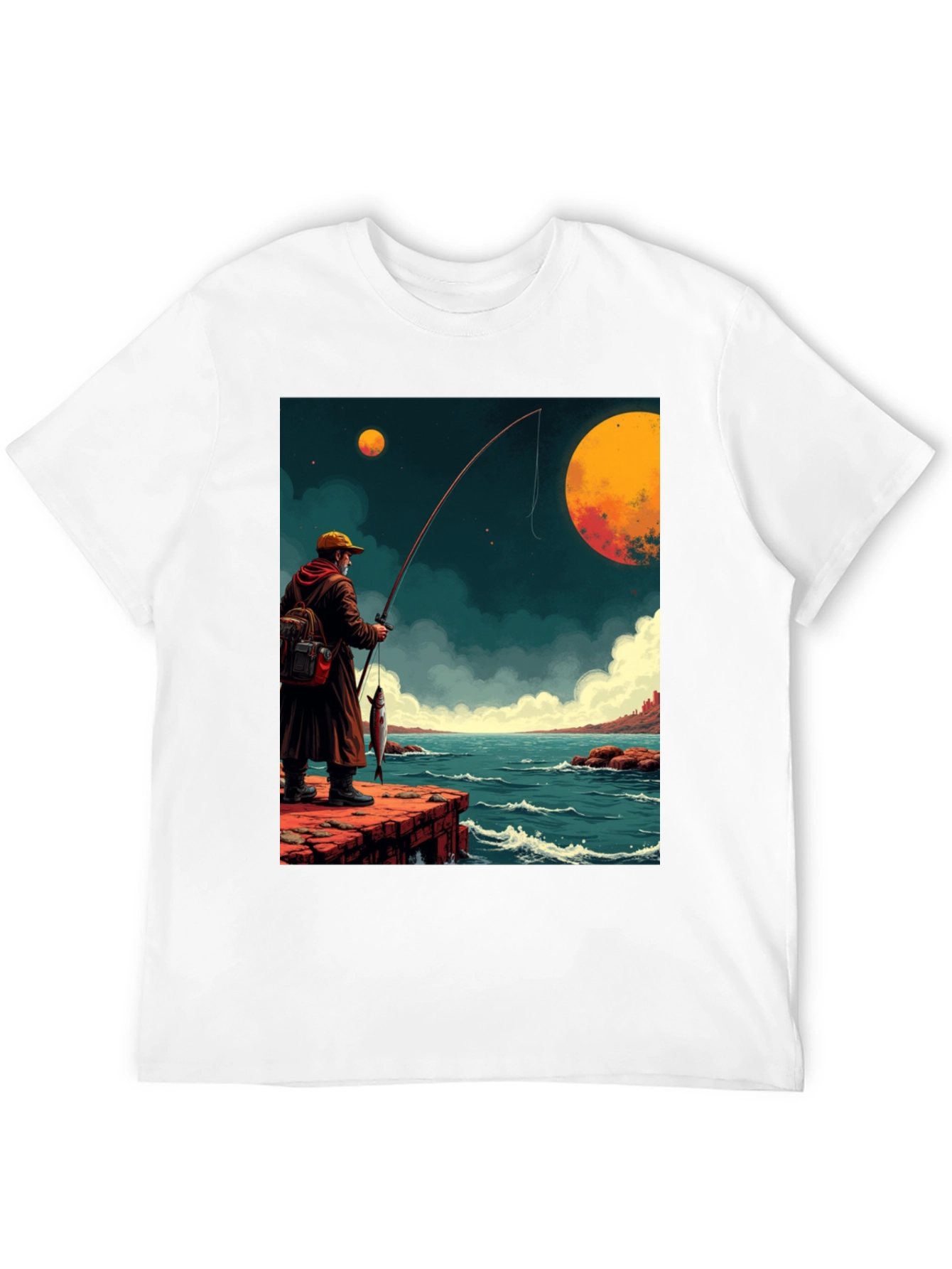 Black Retro Fishing Graphic Tee view 12