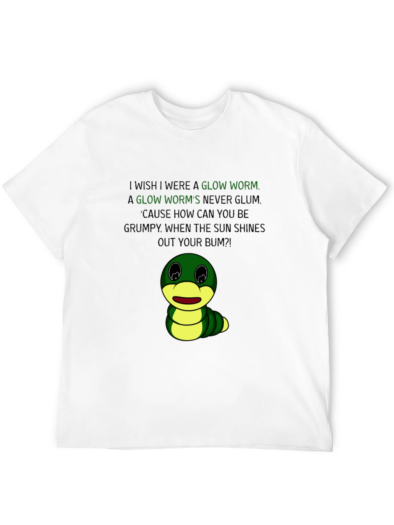 Black Glow Worm Graphic Tee - Shine Your Bum! view 12