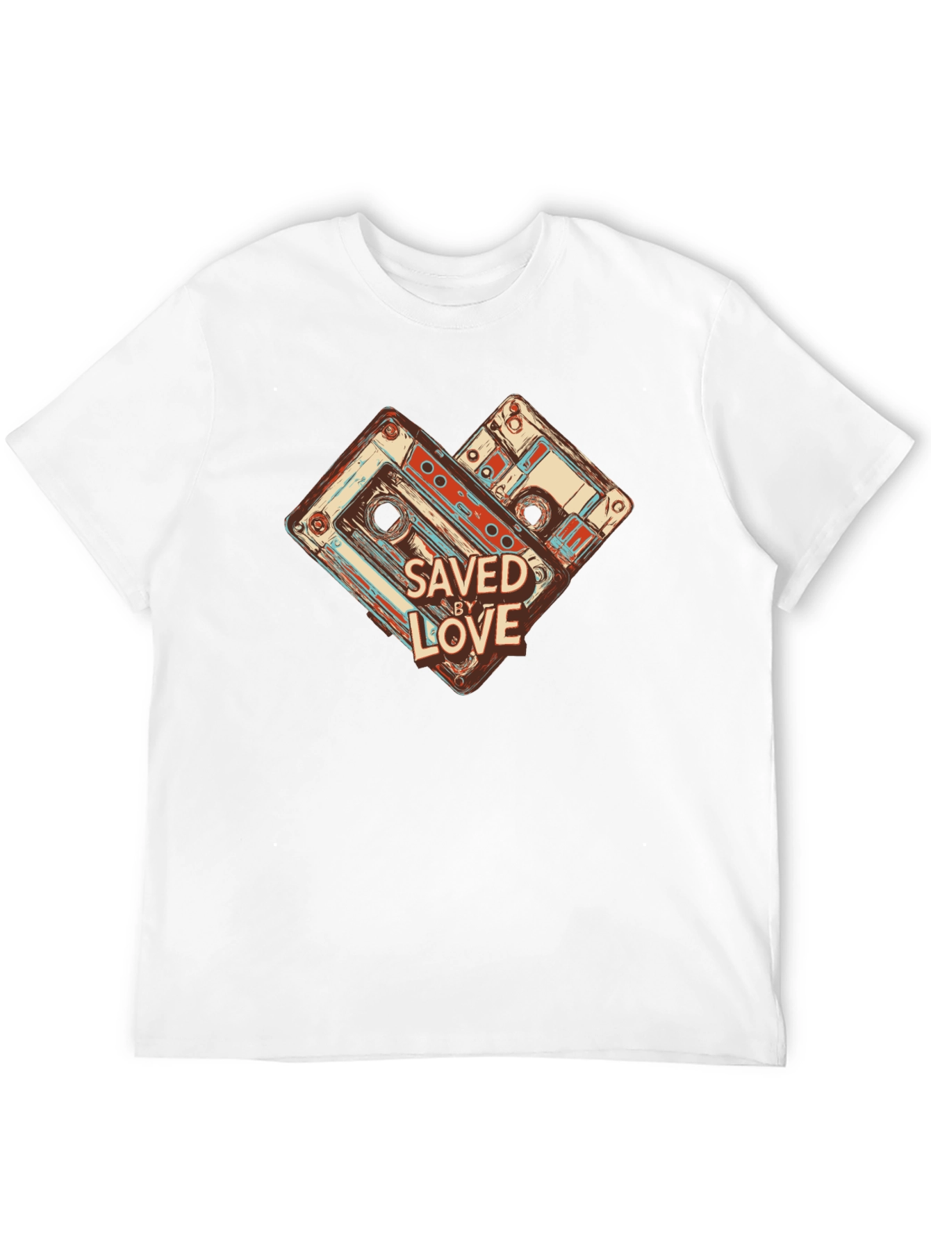 Black Retro Cassette Tape Saved By Love Graphic Tee view 12