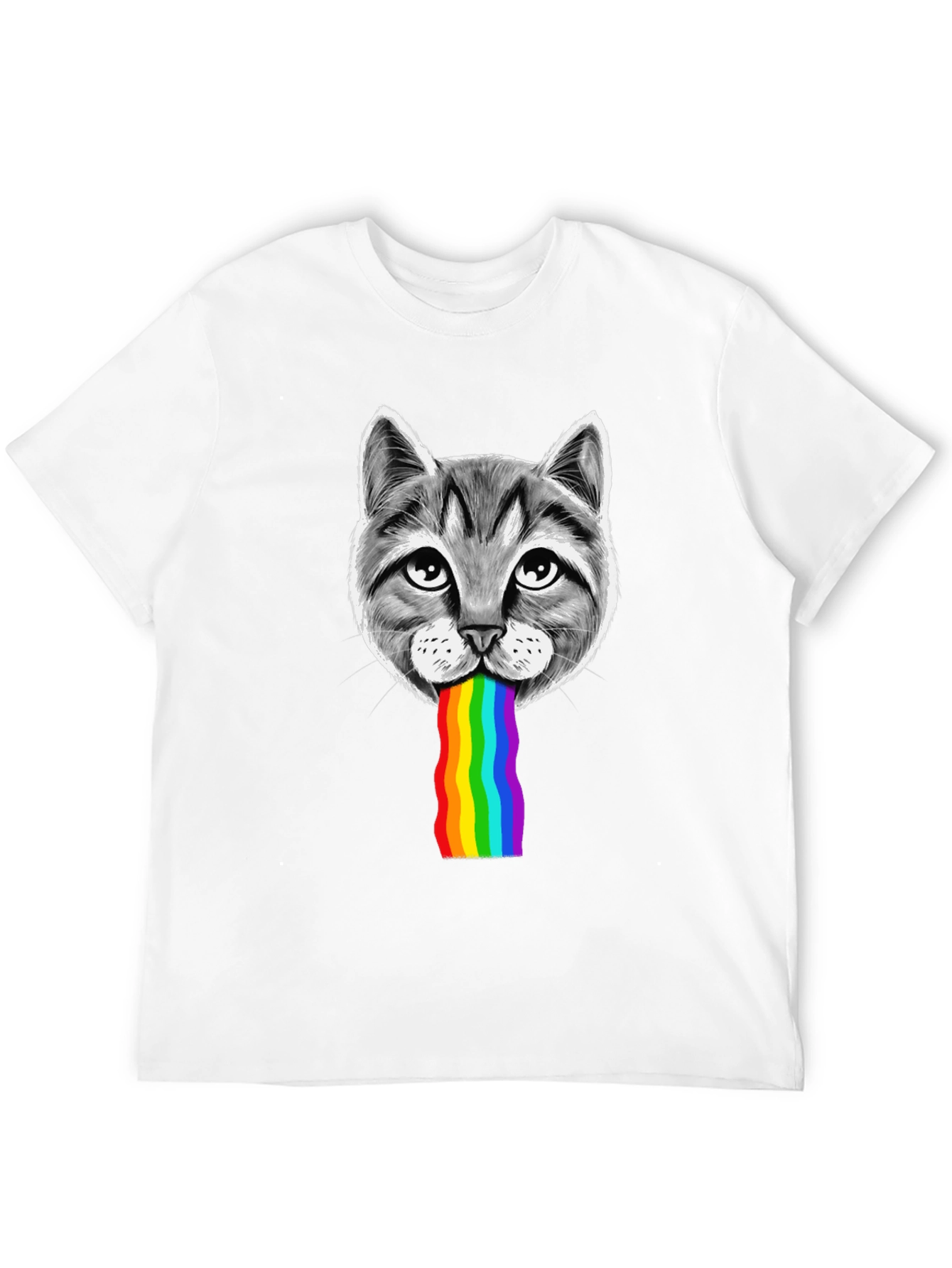 Black Cat Rainbow Puke Graphic T-Shirt view 12