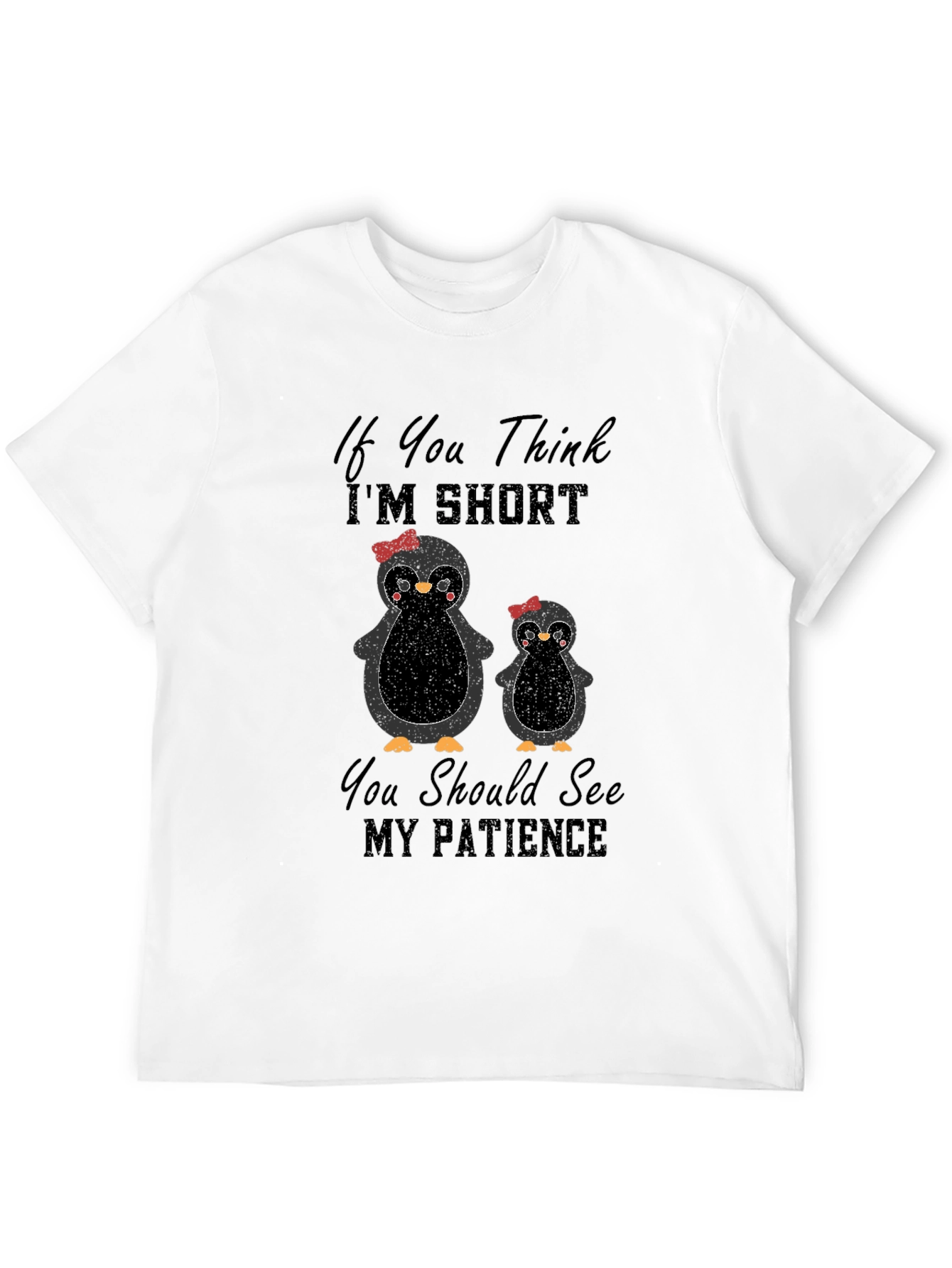 Black Funny Penguin T-Shirt - If You Think I'm Short view 12