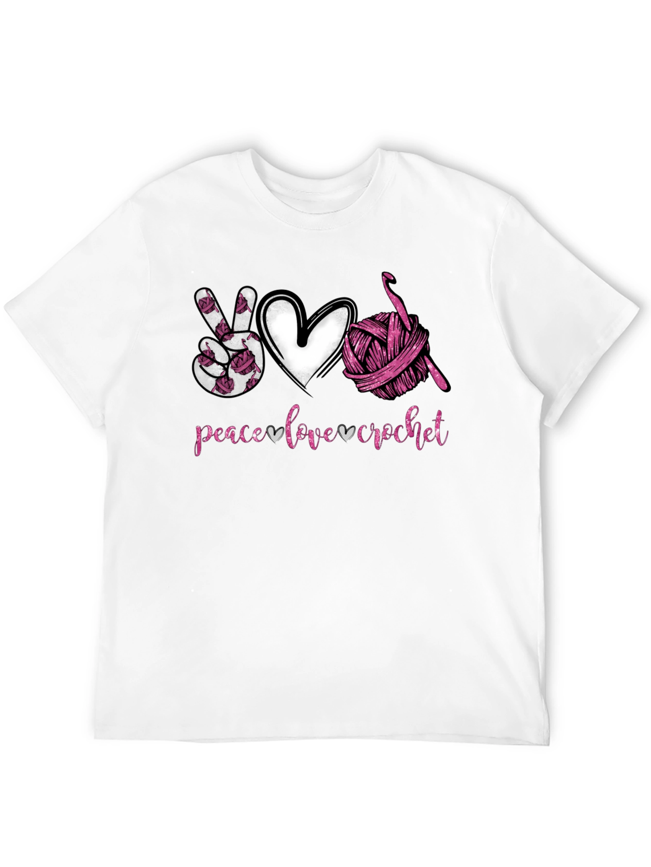 Black Peace Love Crochet T-Shirt - Hobbyist Gift view 12