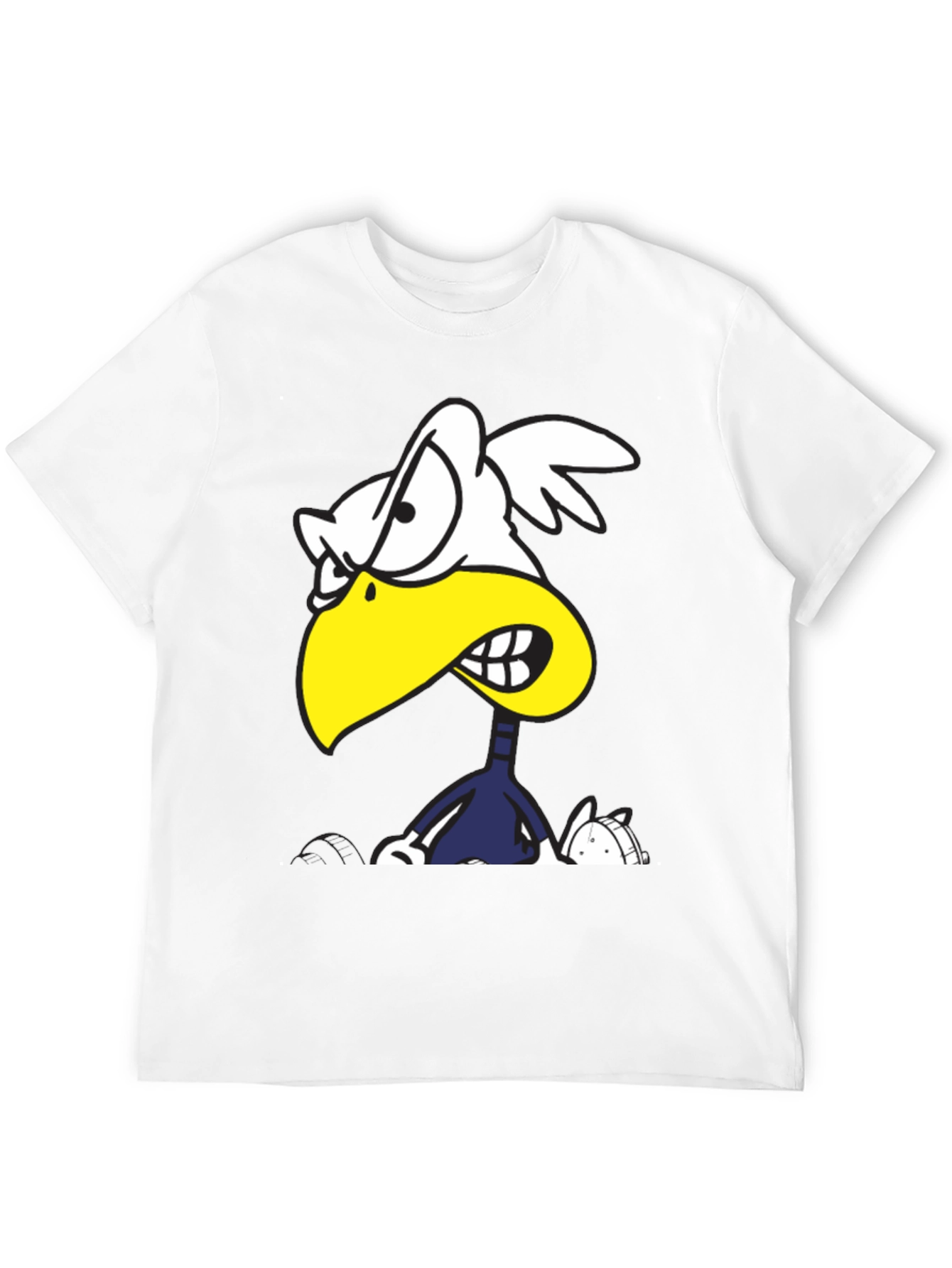 Black Angry Cartoon Bird Graphic Tee - Black Cotton T-Shirt view 12