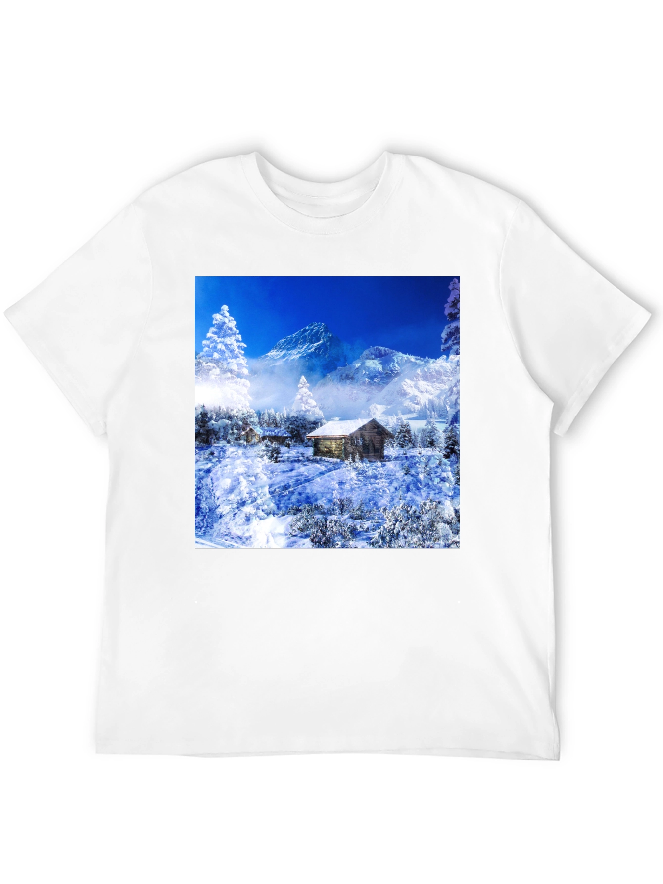 Black Winter Cabin T-Shirt: Mountain Scenery Tee view 12