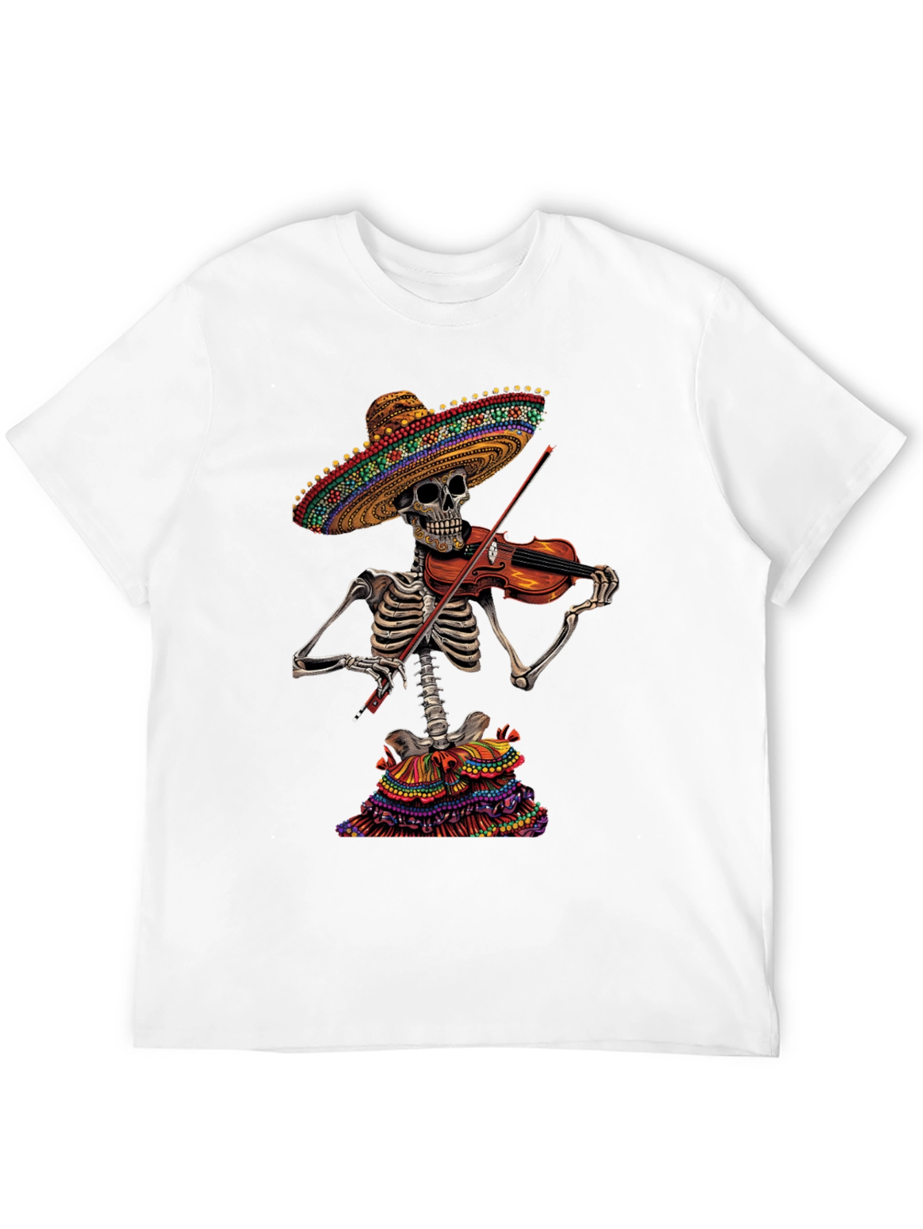 Black Skeleton Mariachi T-Shirt - Day of the Dead Style view 12