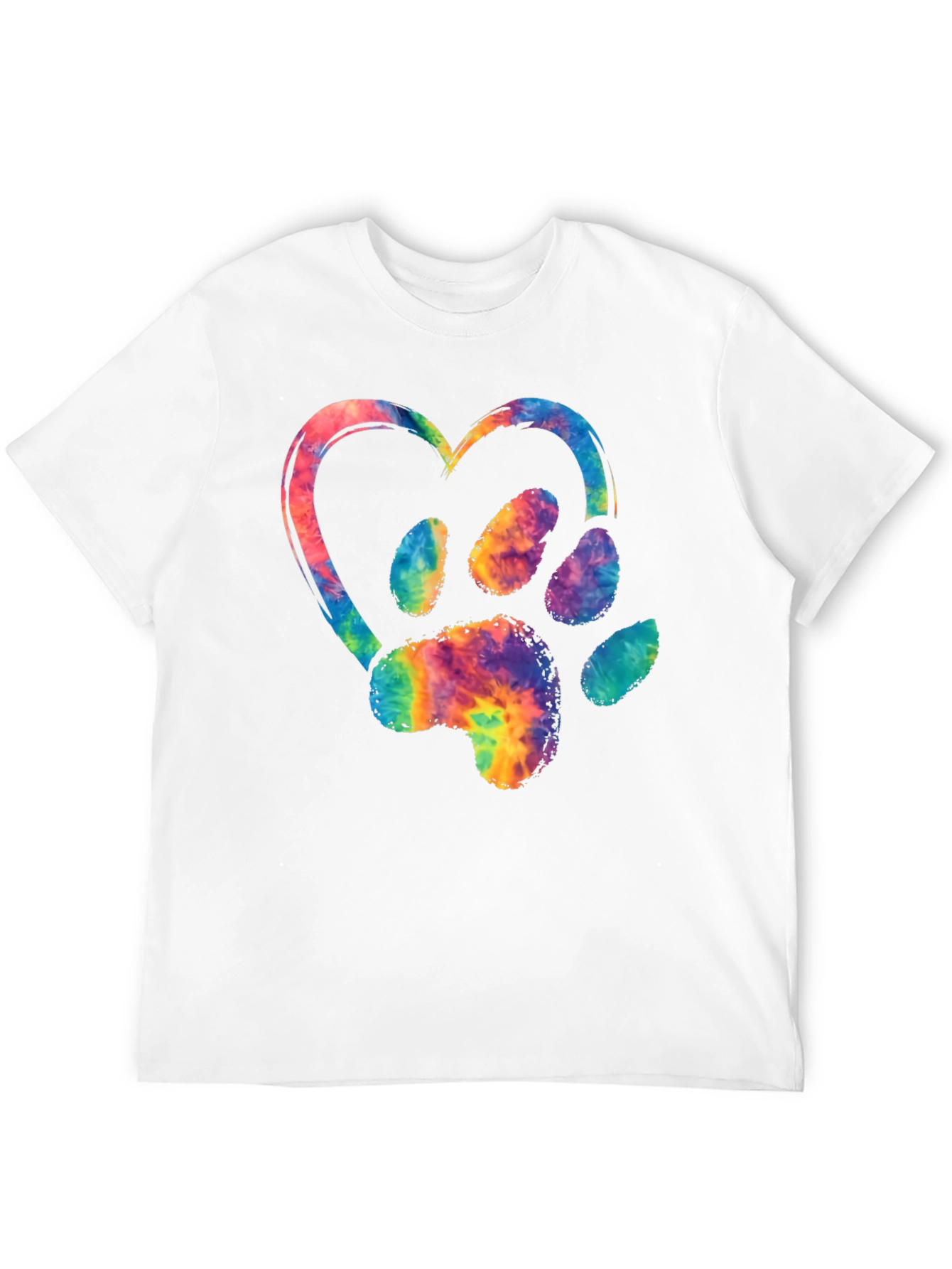 Black Tie-Dye Paw Print Heart Graphic Tee view 12