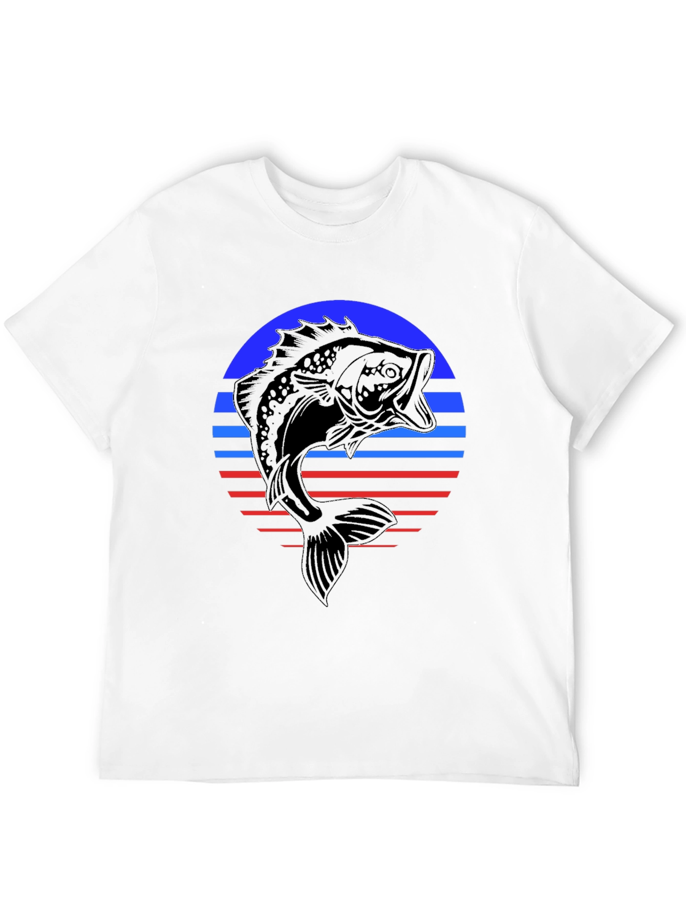 Black Retro Bass Fishing T-Shirt view 12
