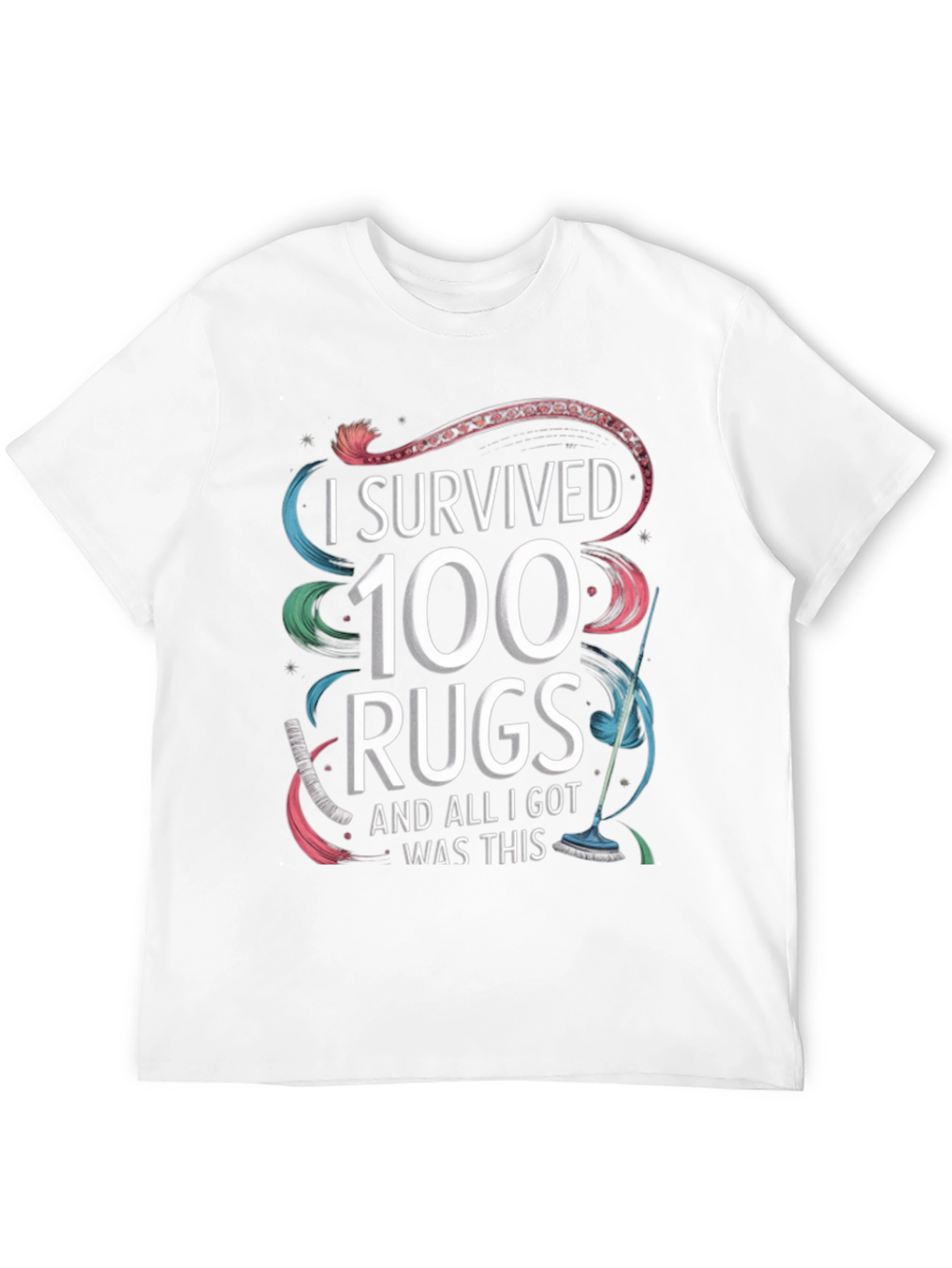 Black I Survived 100 Rugs T-Shirt Funny Cleaning Tee view 12
