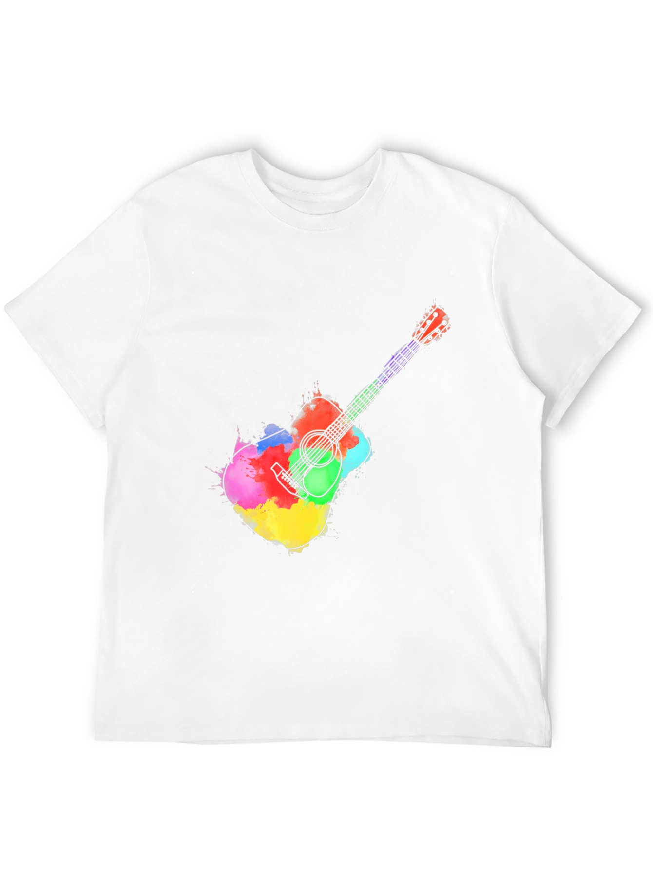 Black Watercolor Guitar Graphic Tee - Black T-Shirt view 12