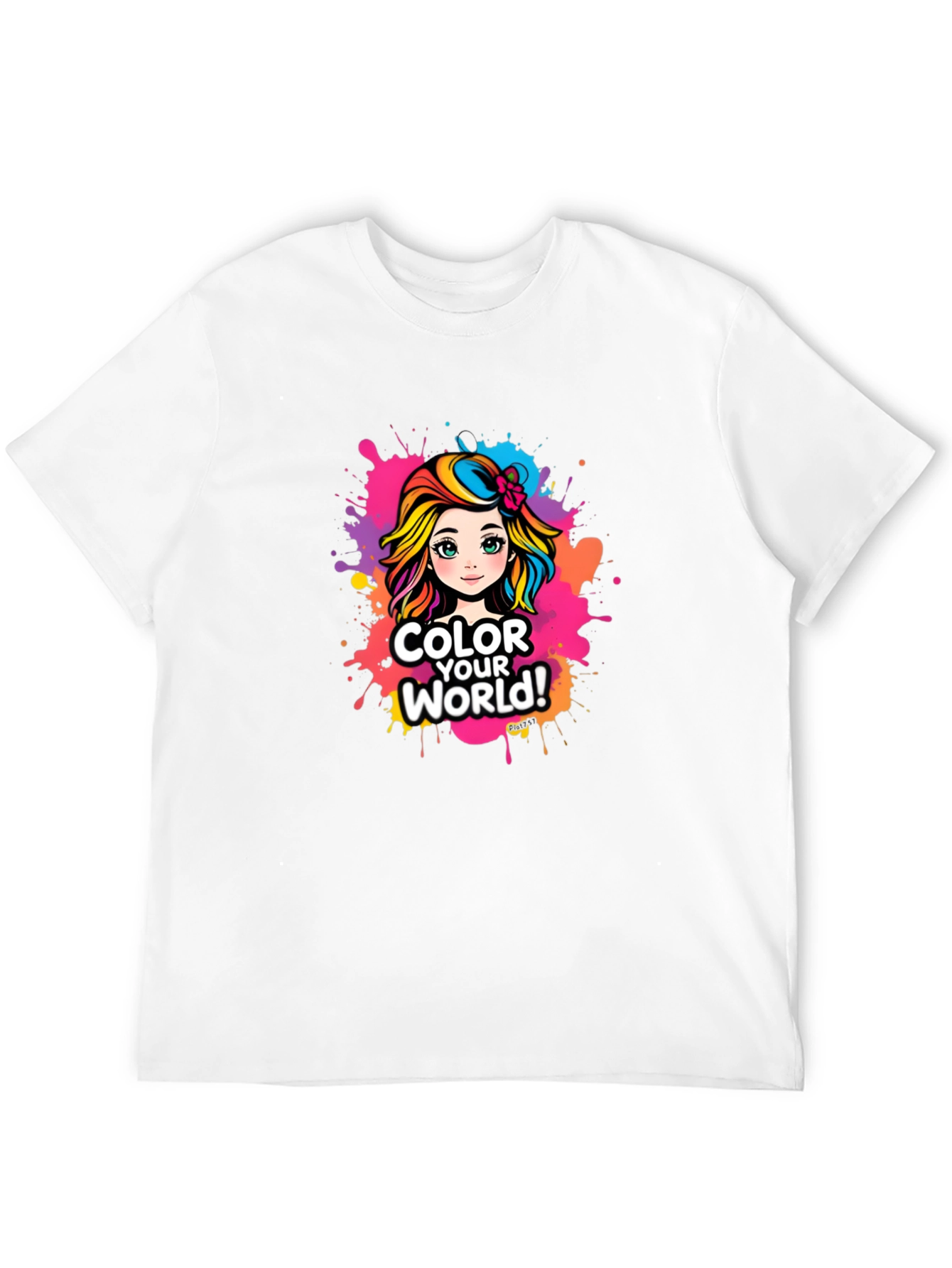 Black Colorful World T-Shirt - Fun Graphic Tee view 12