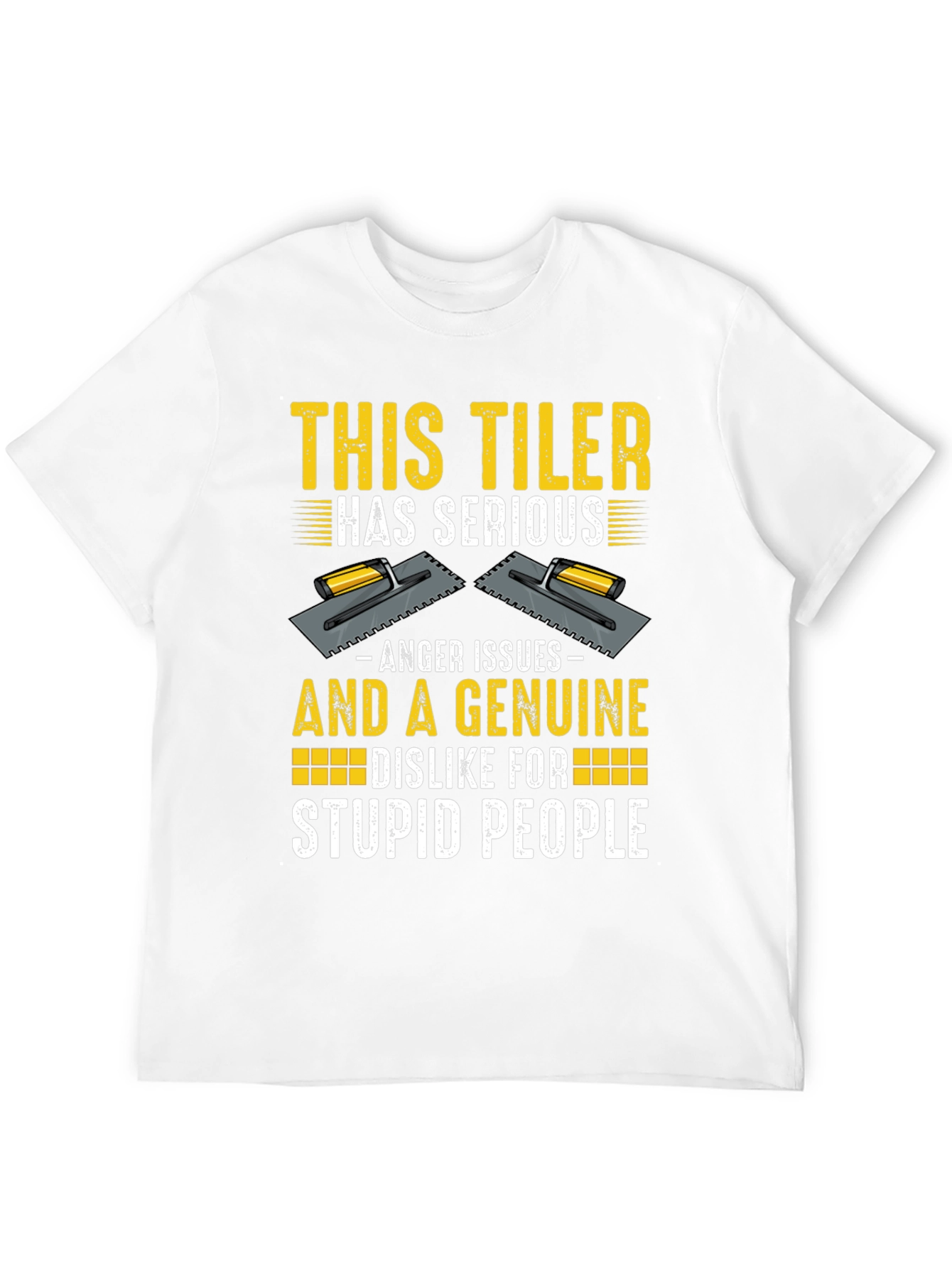 Black Funny Tiler T-Shirt - Anger Issues & Stupid People view 12