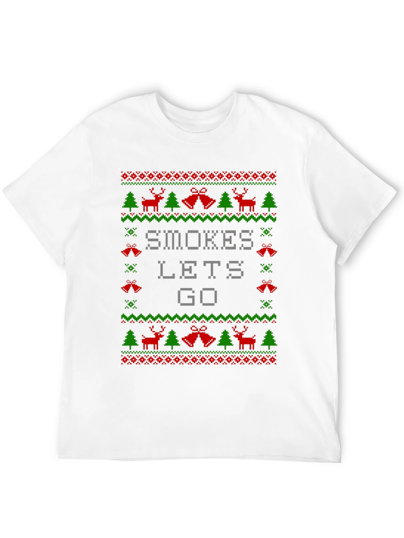 Black Smokes Let's Go Ugly Christmas Sweater T-Shirt view 12