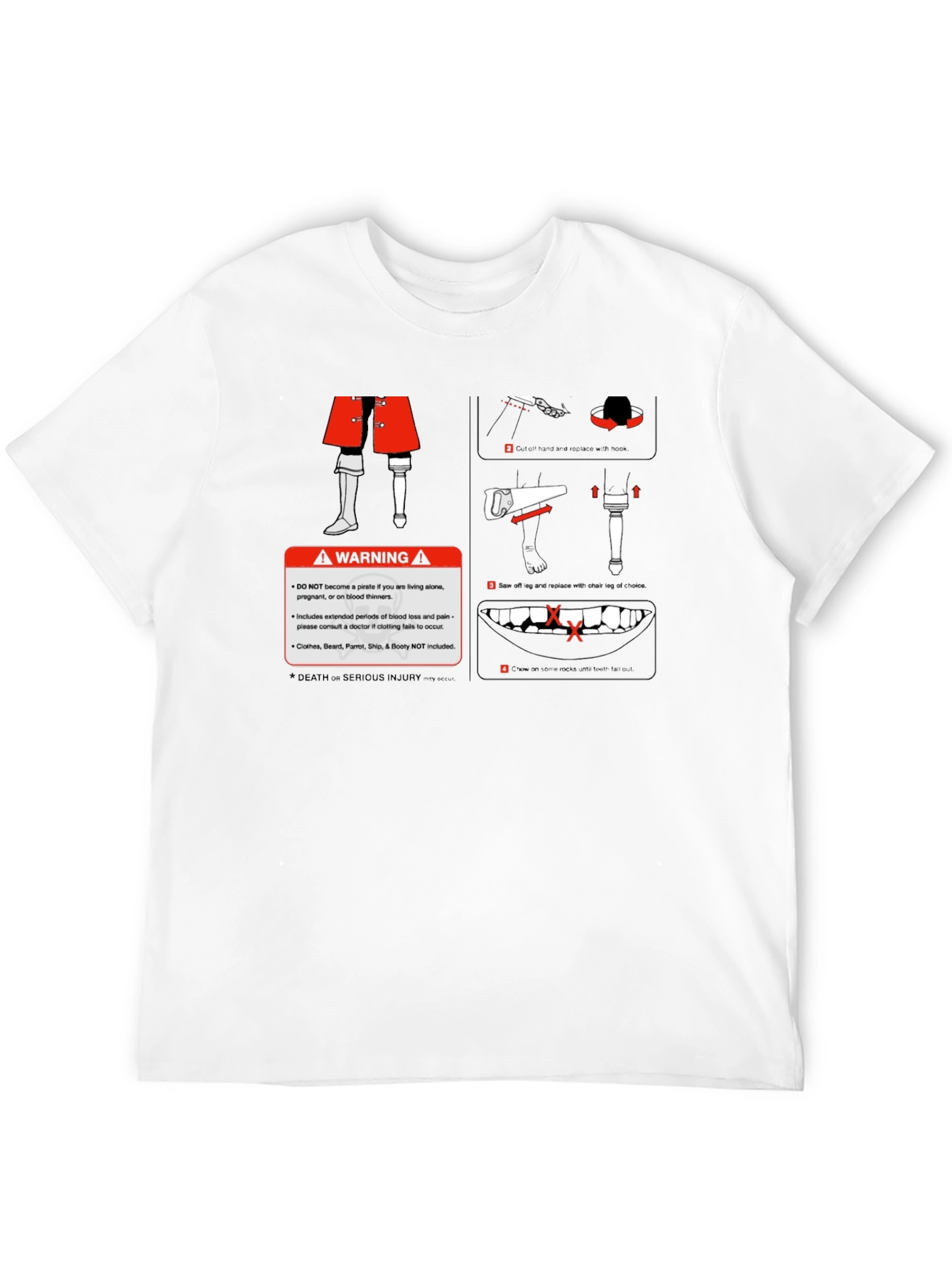 Black Pirate Warning Funny Graphic T-Shirt view 12