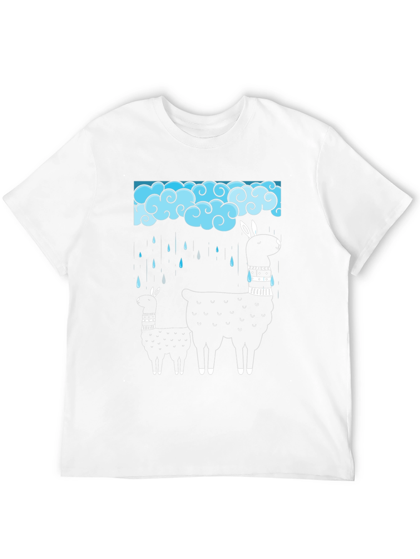 Black Llama Rain Cloud Graphic Tee - Black Cotton T-Shirt view 12