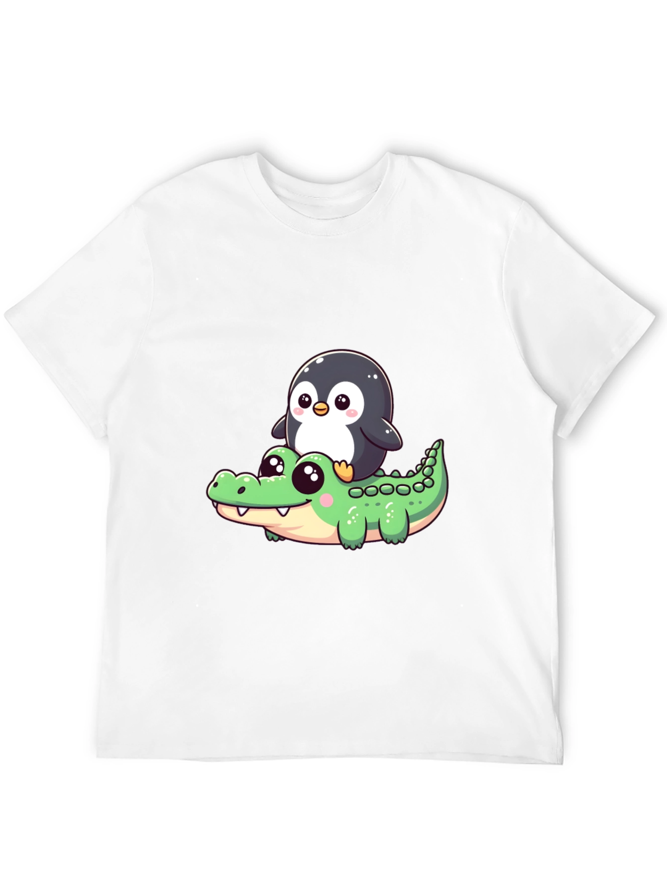 Black Cute Penguin Riding Alligator Graphic Tee - Black view 12