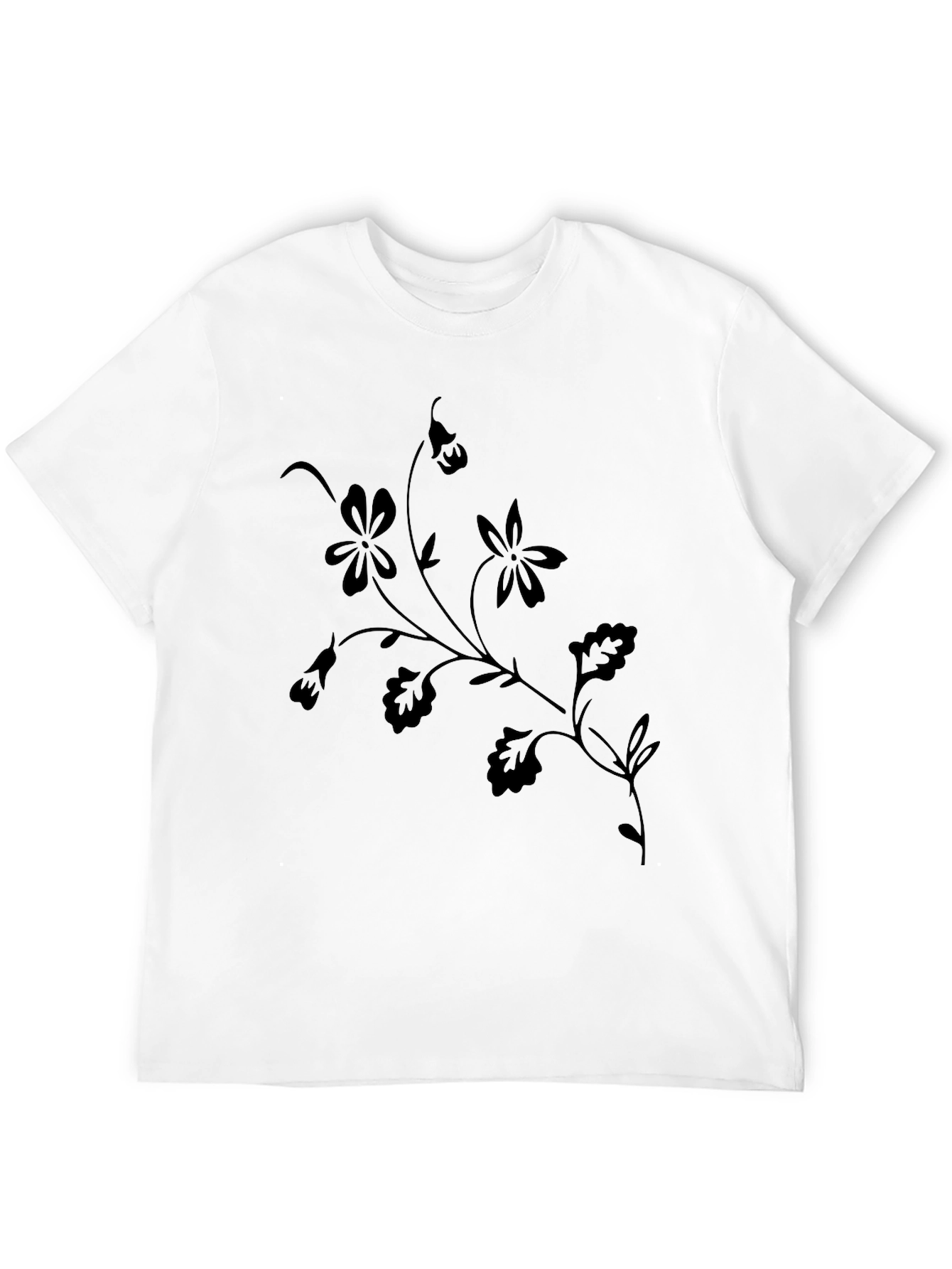 Black Floral Print Crew Neck T-Shirt view 12