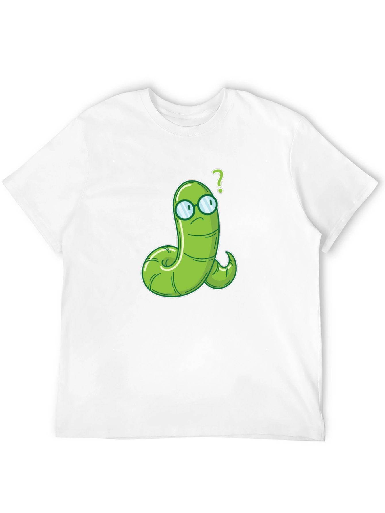 Black Worm with Glasses Graphic Tee - Funny Cartoon T-Shirt view 12