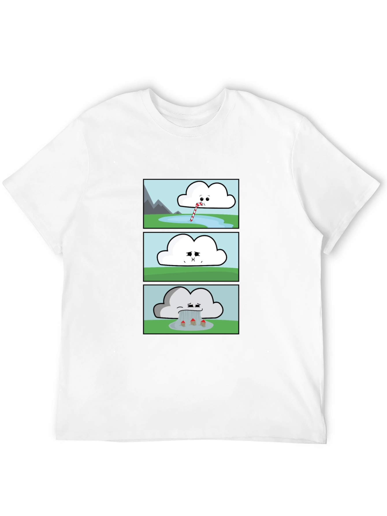 Black Funny Cloud Comic Black T-Shirt view 12