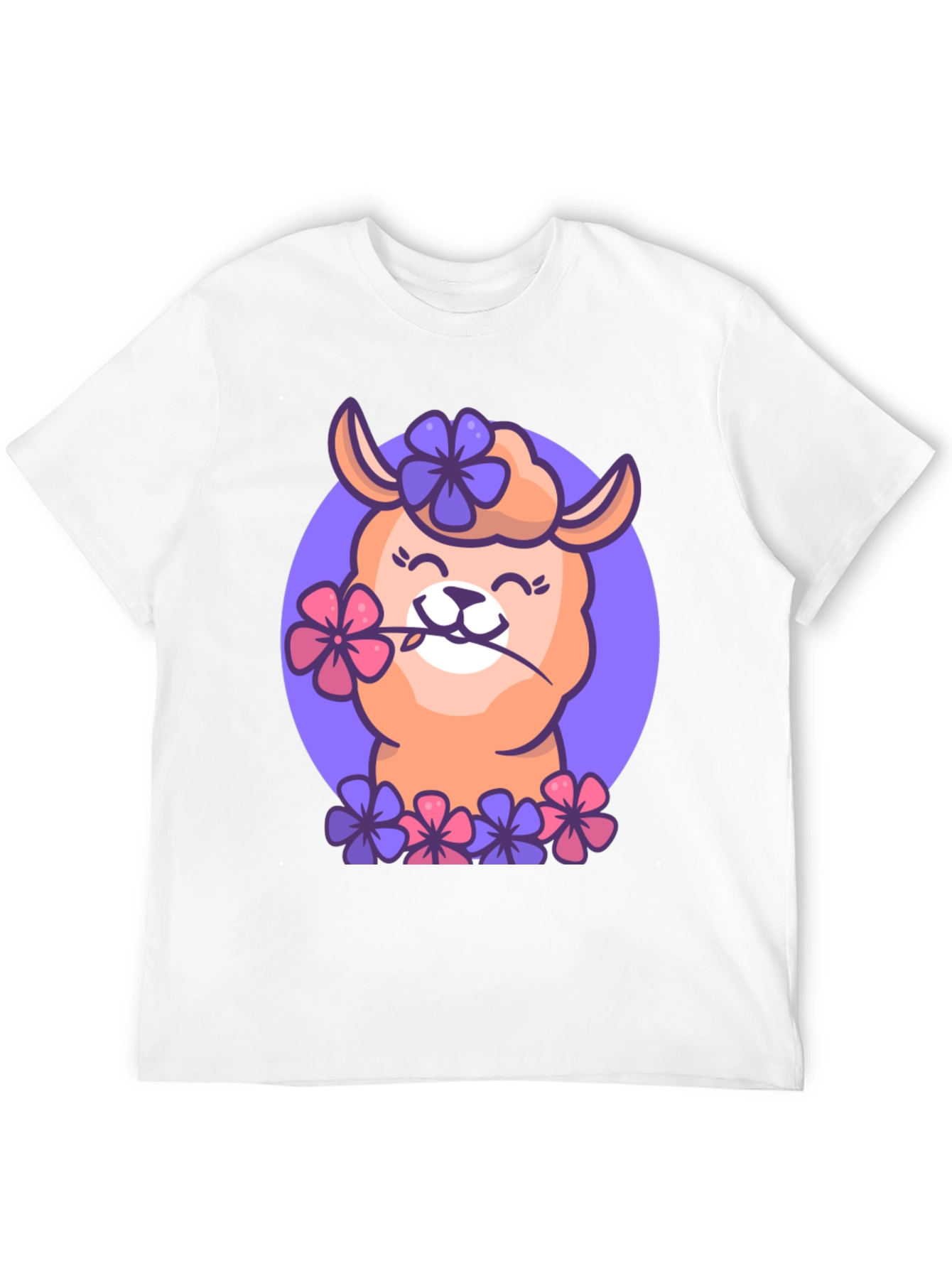 Black Llama Flower Power T-Shirt - Cute Cartoon Design view 12